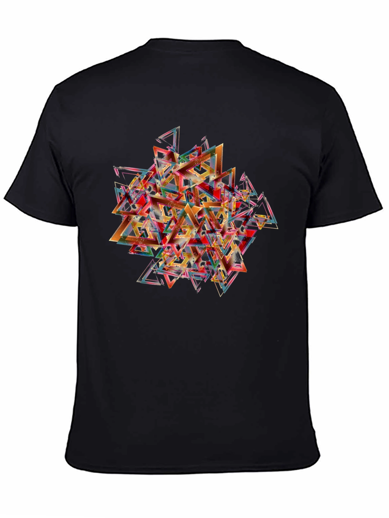 Abstract Triangle Graphic Print Black T-Shirt