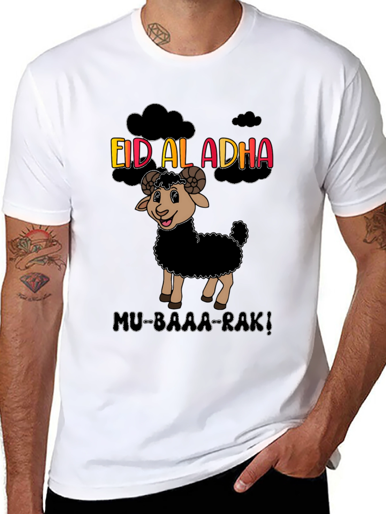 Eid Al Adha Mens Graphic Tee - Celebration Sheep