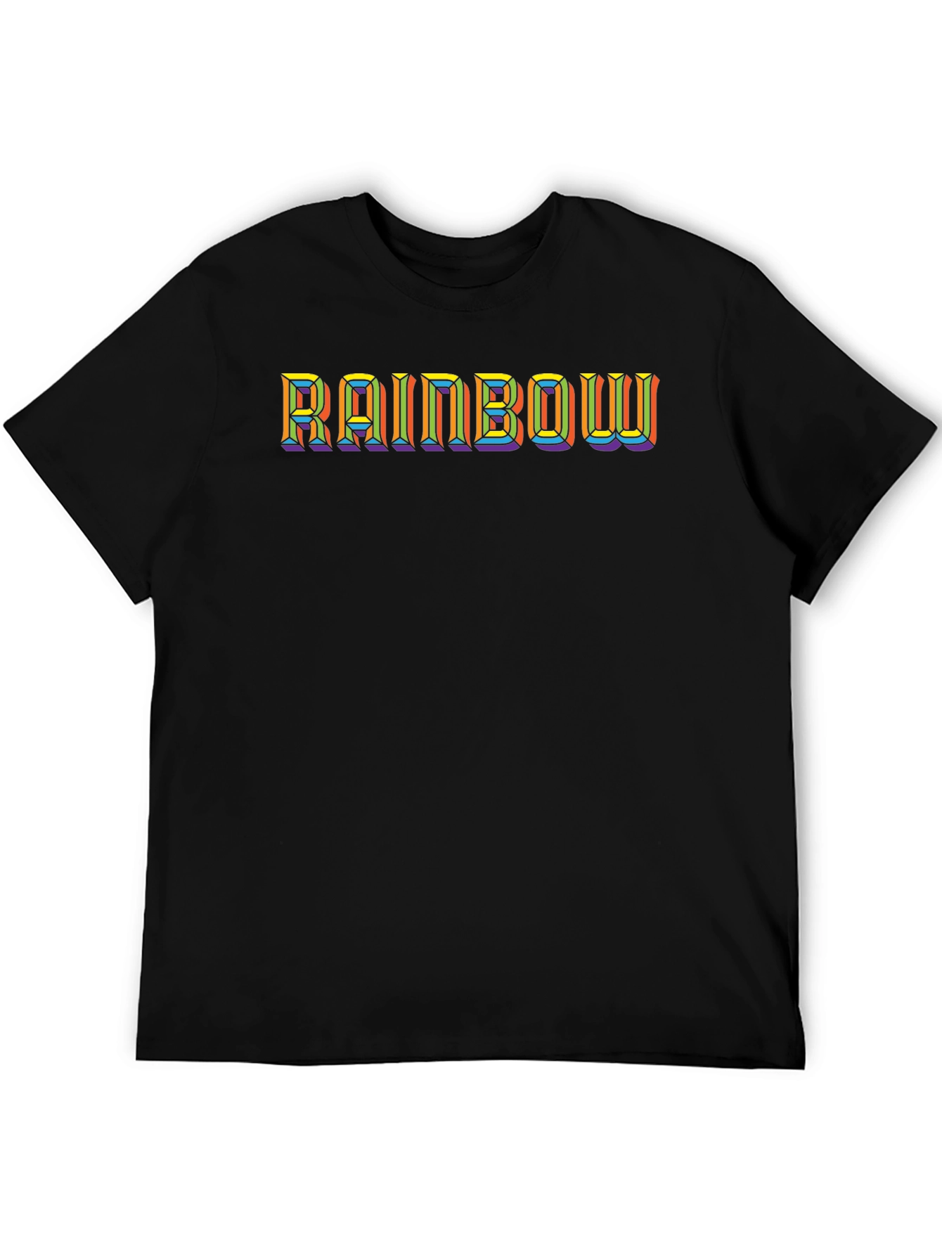 Rainbow Text Black T-Shirt - Stylish Graphic Tee