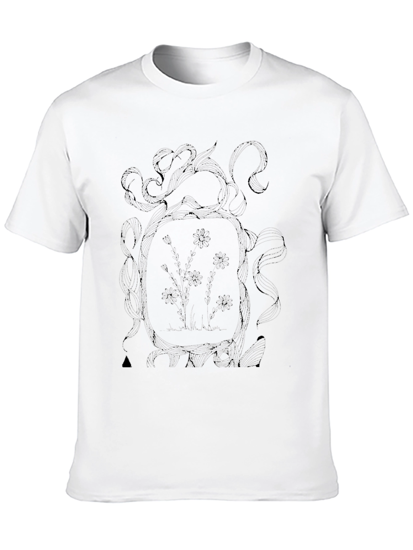 Floral Sketch Graphic Tee - Modern Artsy Style