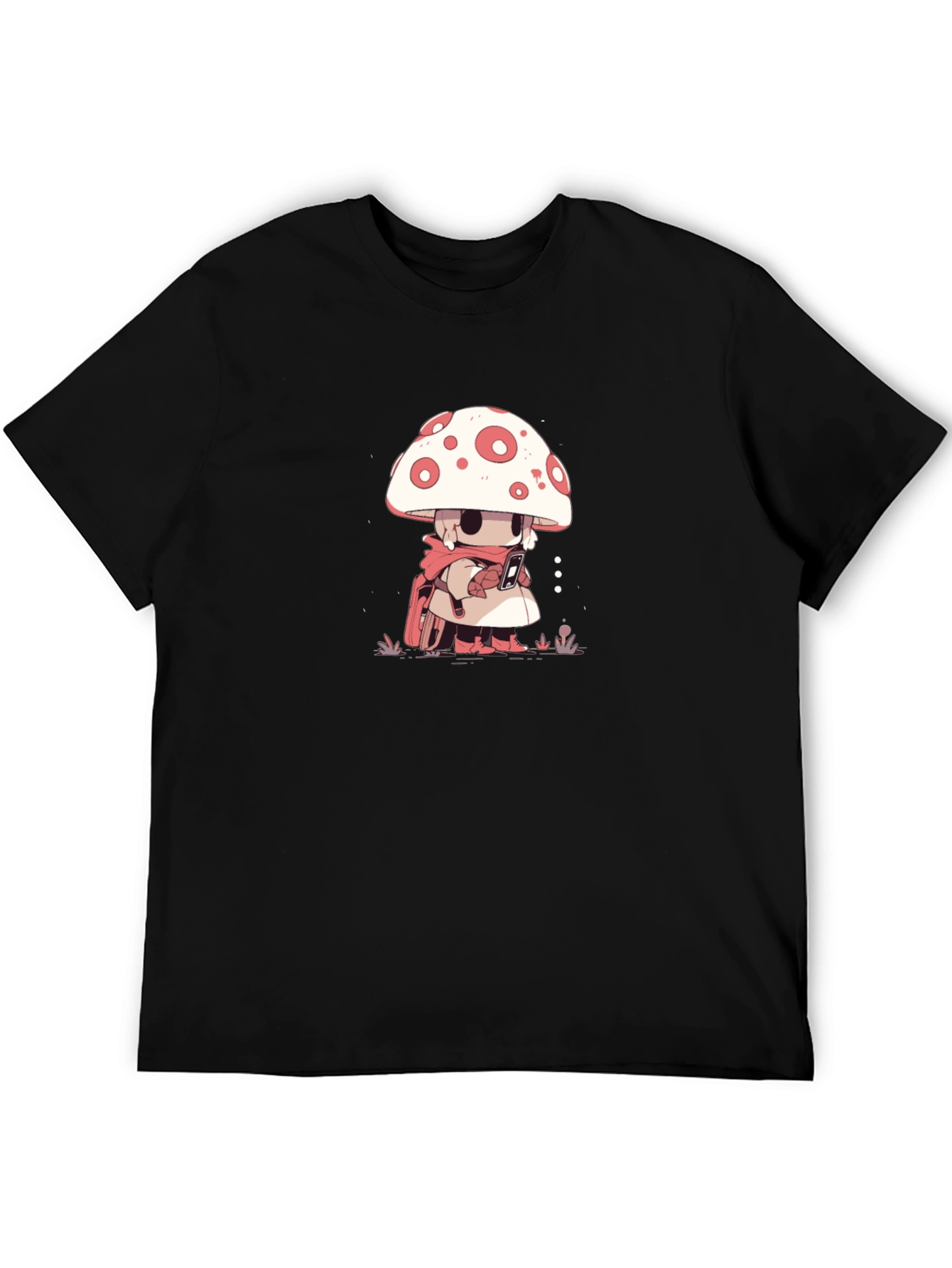 Mushroom Character Black T-Shirt