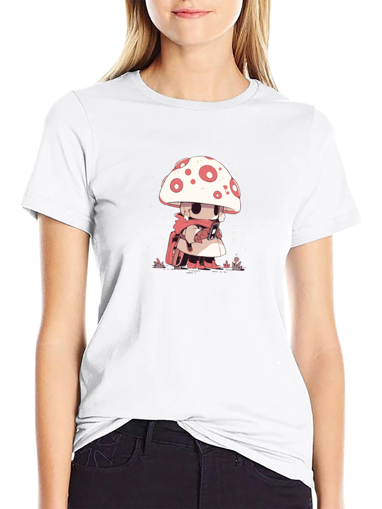 Mushroom Character Black T-Shirt