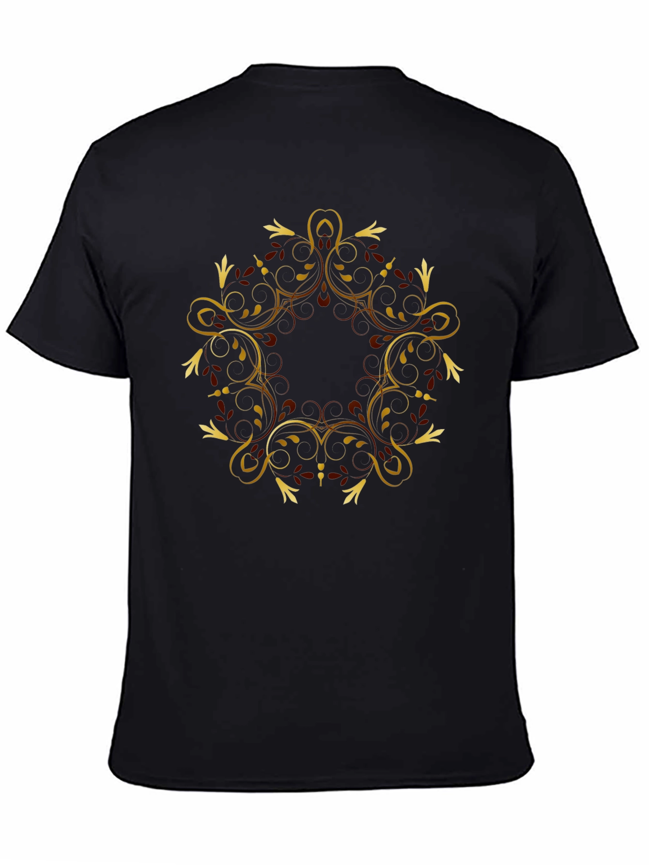 Black Tee with Gold Swirl Graphic