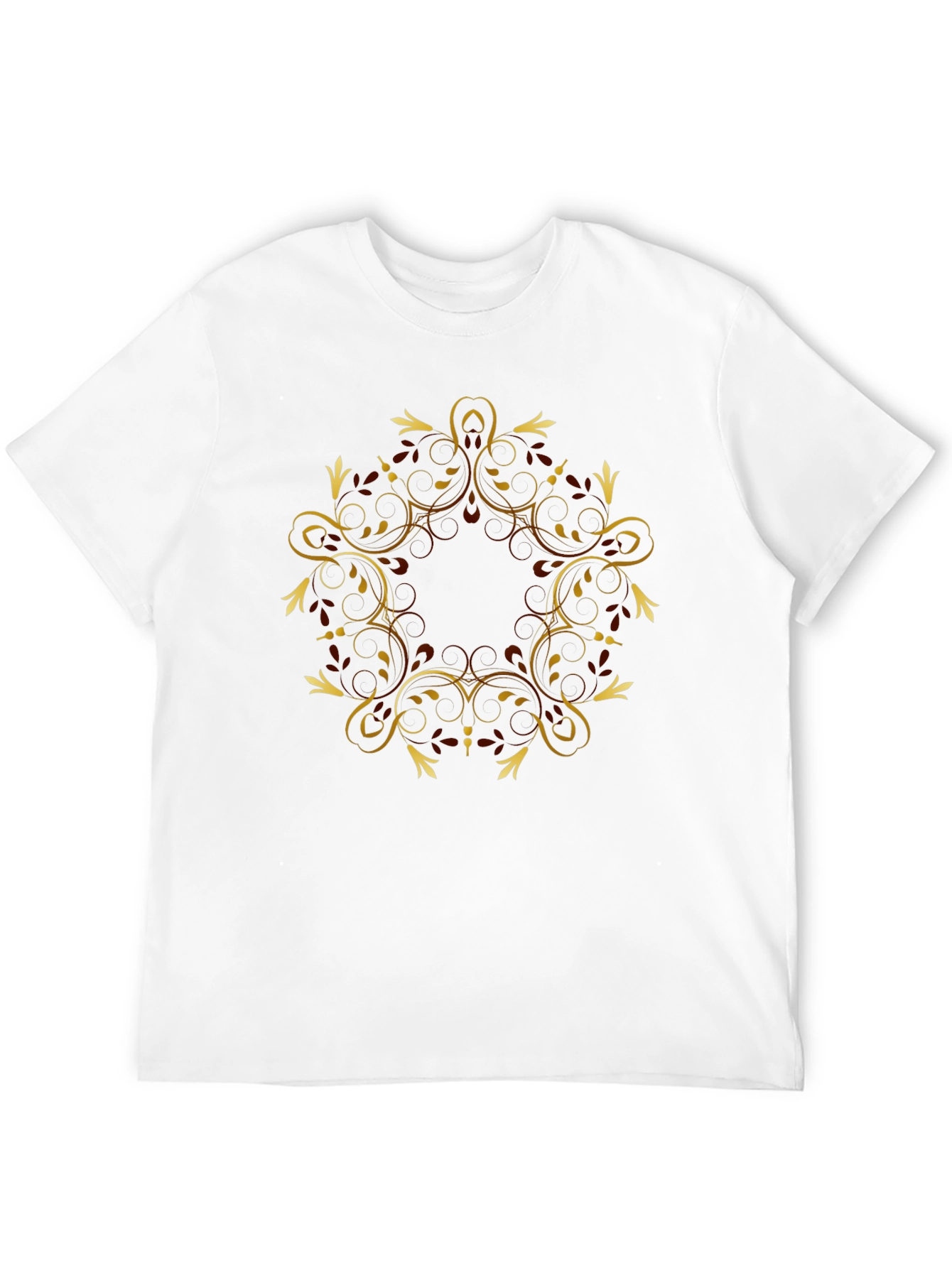 Black Tee with Gold Swirl Graphic