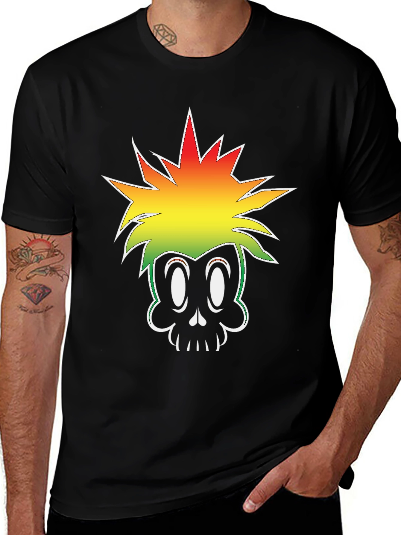 Skull Graphic Tee - Black Cotton T-Shirt