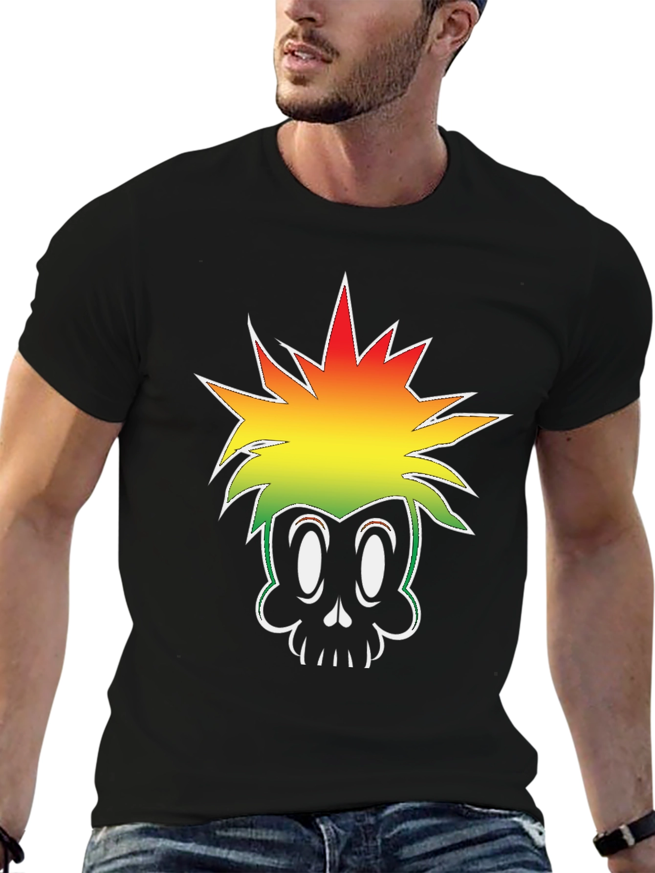 Skull Graphic Tee - Black Cotton T-Shirt