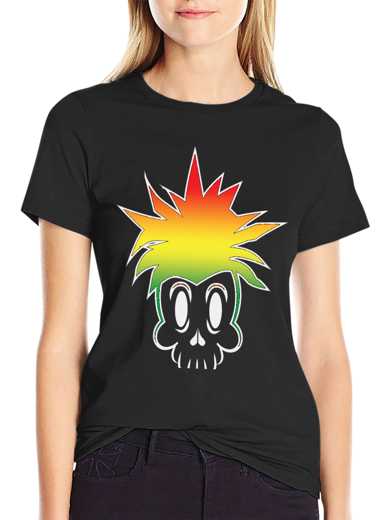 Skull Graphic Tee - Black Cotton T-Shirt