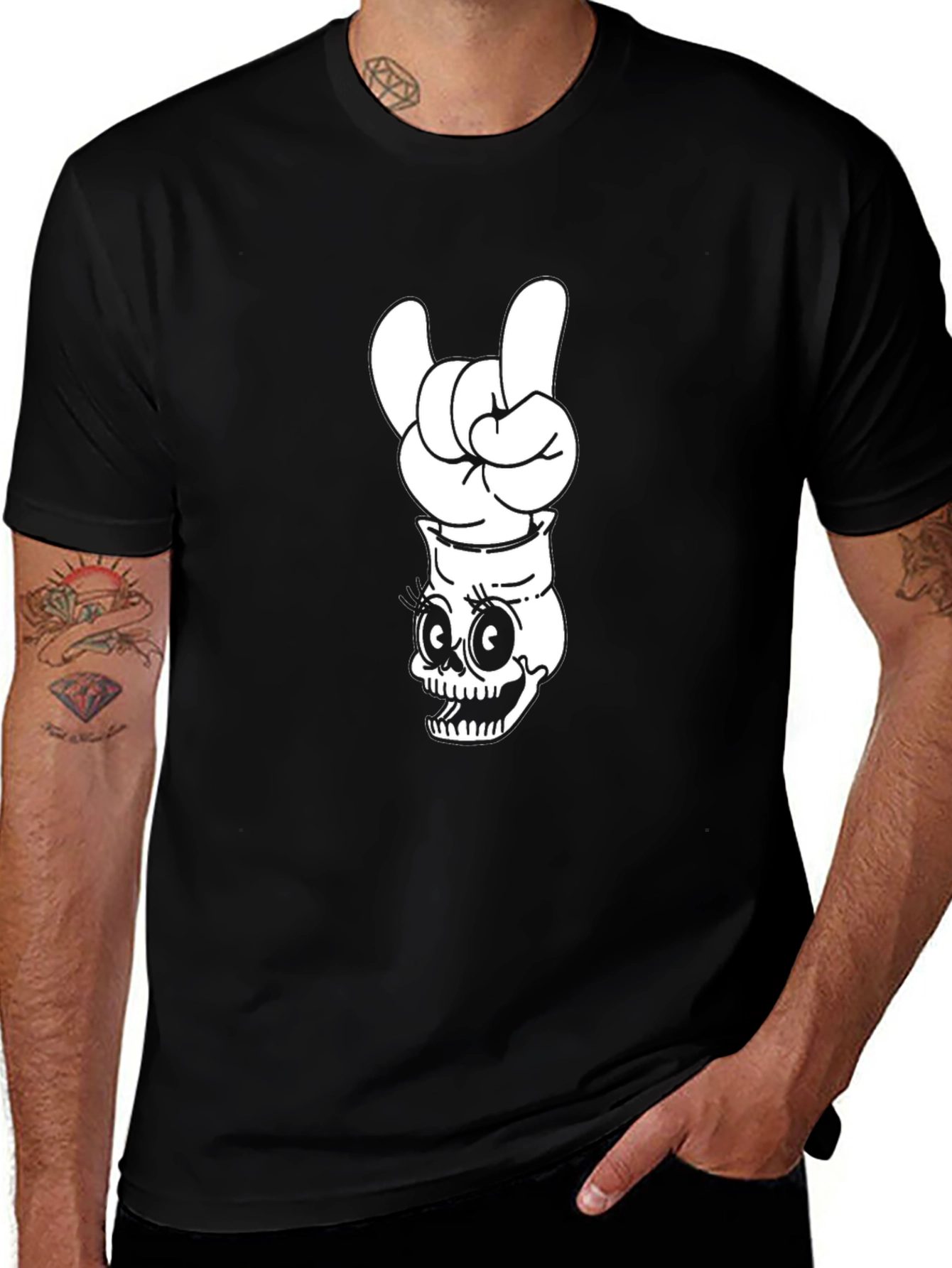 Skull Rock On Graphic Black T-Shirt
