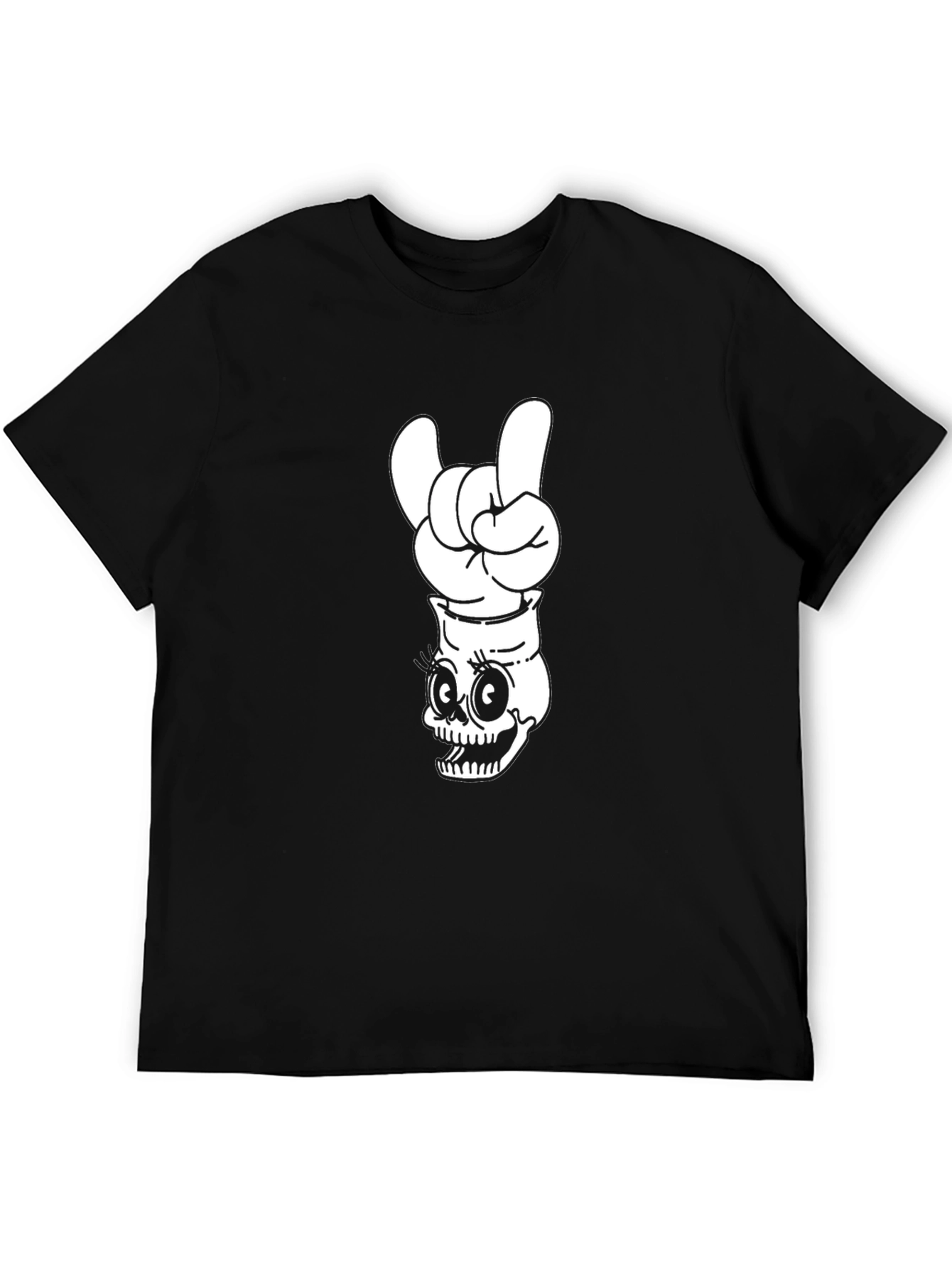 Skull Rock On Graphic Black T-Shirt