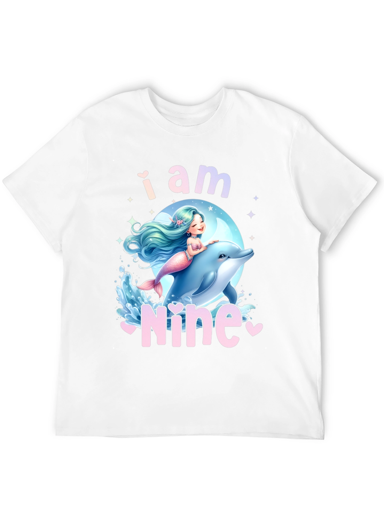 I am Nine - Mermaid Dolphin Birthday Shirt