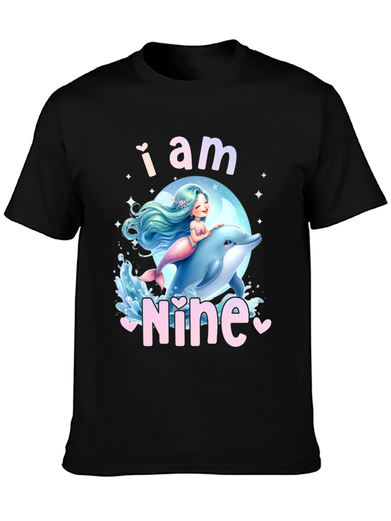 I am Nine - Mermaid Dolphin Birthday Shirt
