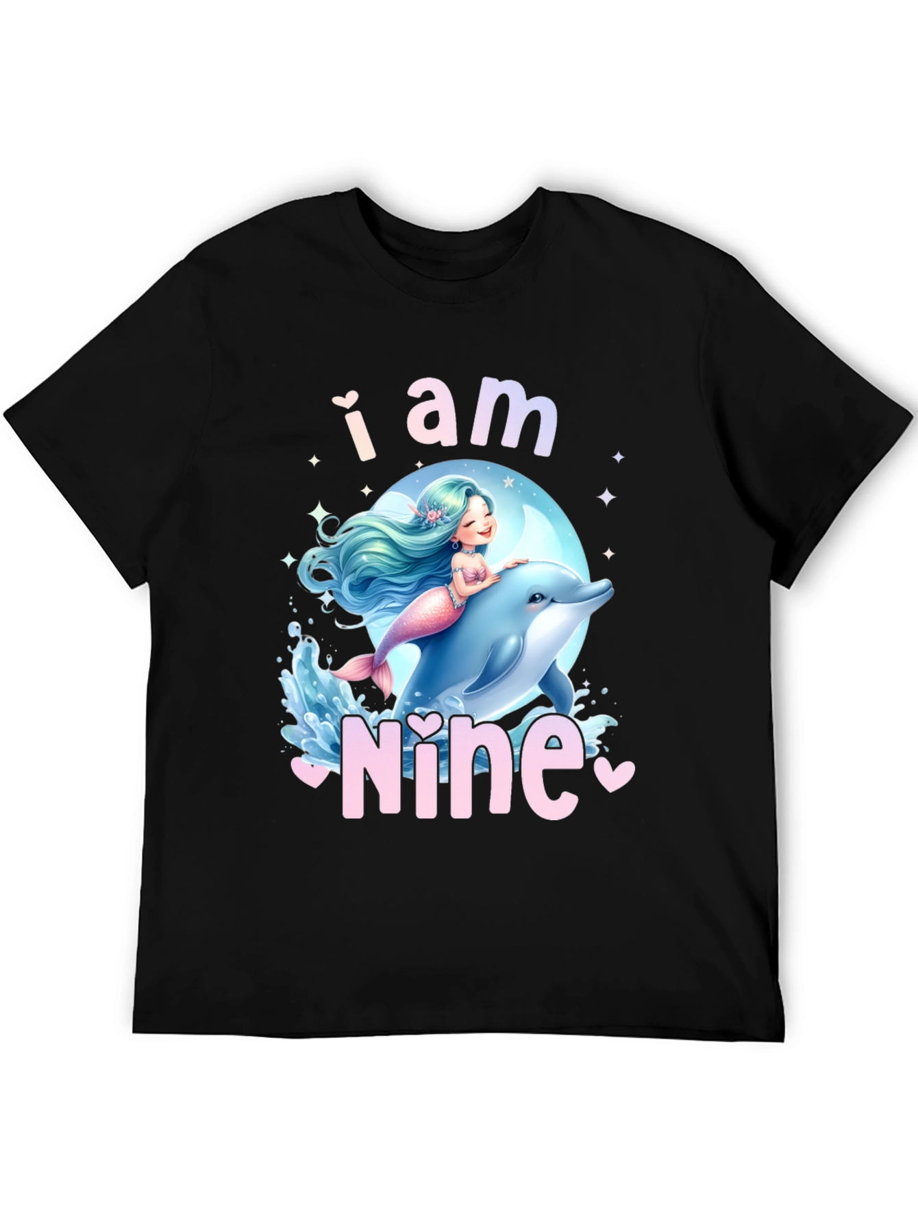 I am Nine - Mermaid Dolphin Birthday Shirt