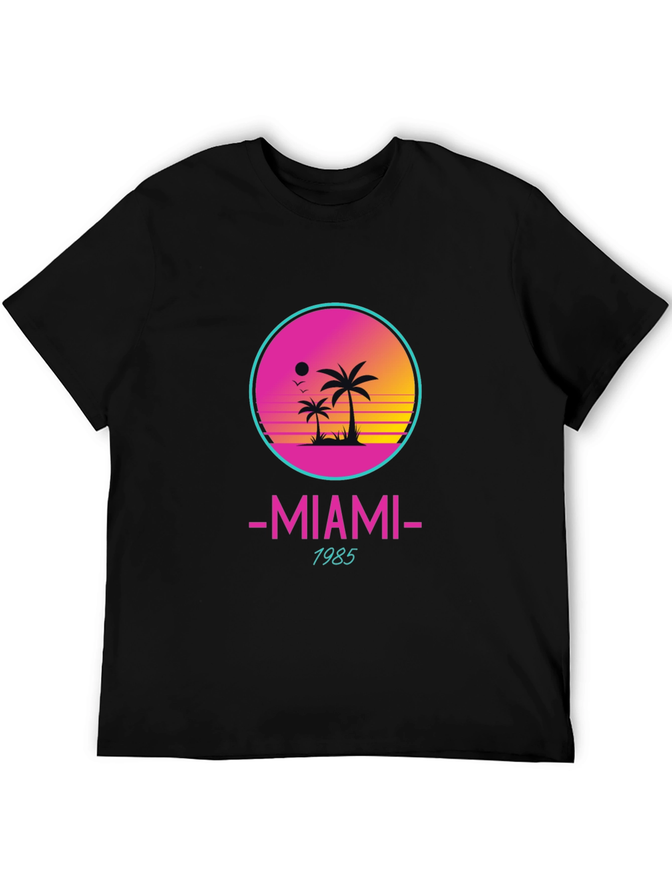 Miami 1985 Retro Graphic Black T-Shirt