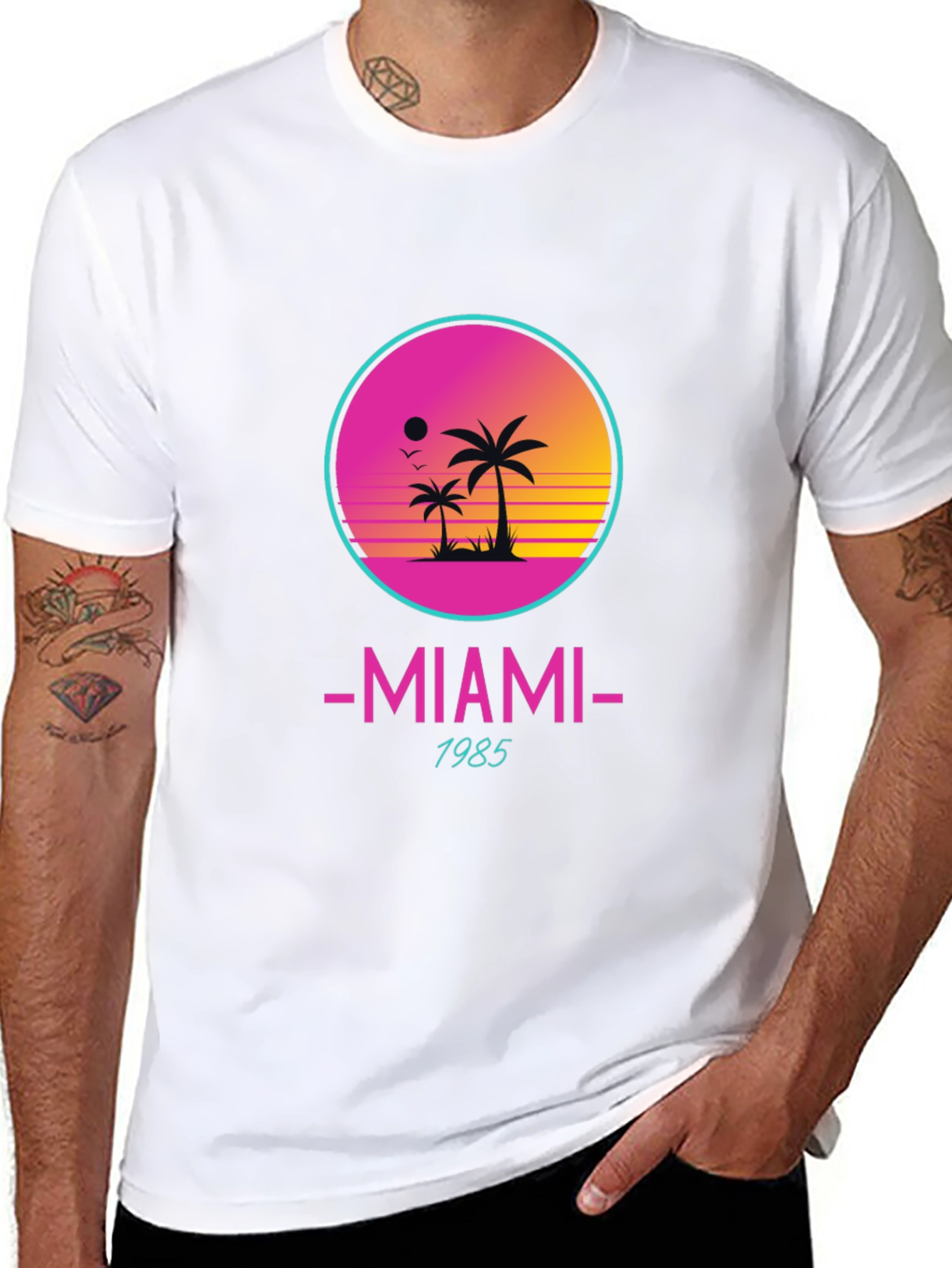Miami 1985 Retro Graphic Black T-Shirt