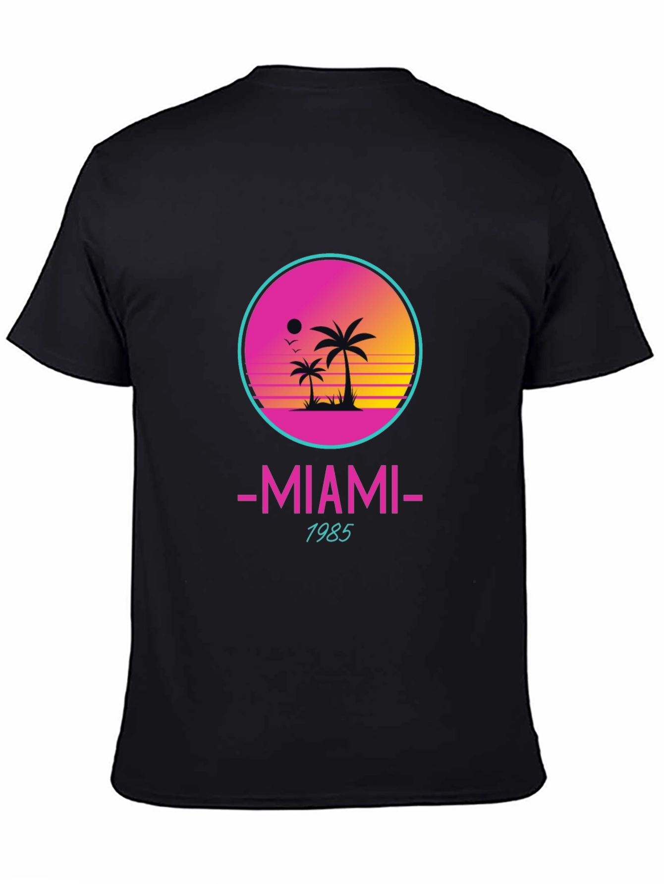 Miami 1985 Retro Graphic Black T-Shirt