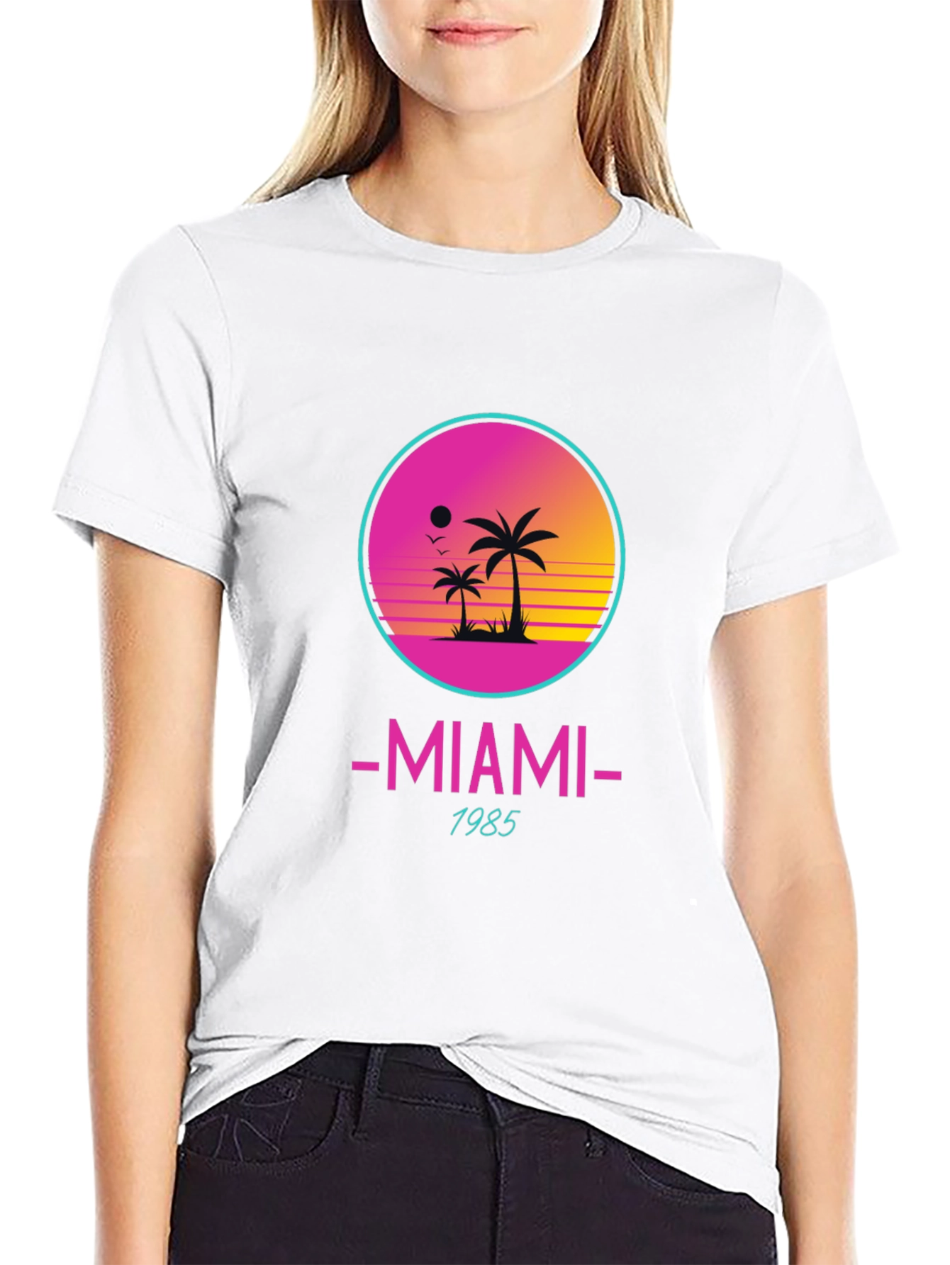 Miami 1985 Retro Graphic Black T-Shirt
