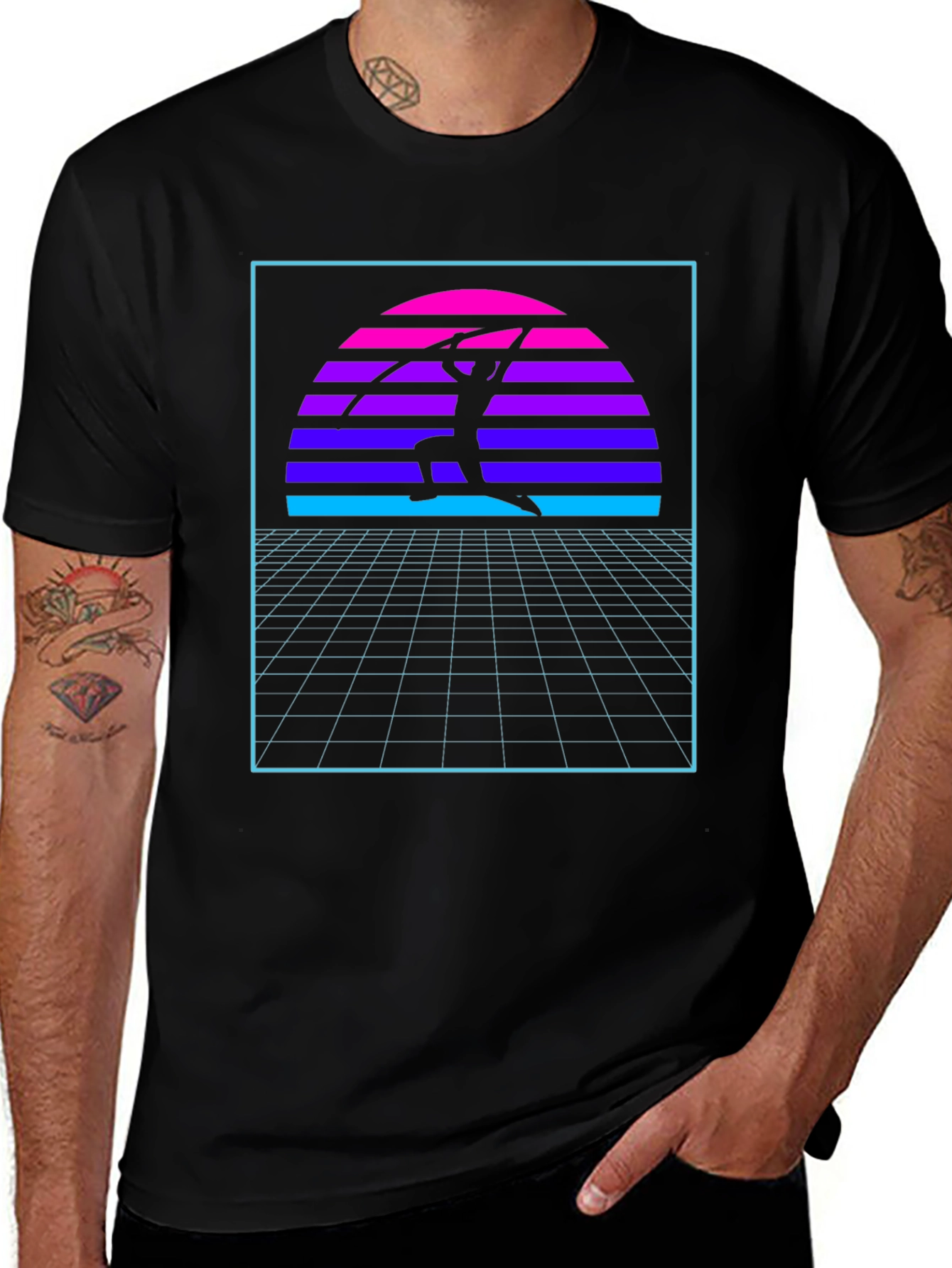 Retro Sunset Martial Arts Black T-Shirt