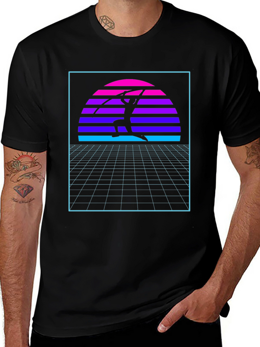 Retro Sunset Martial Arts Black T-Shirt