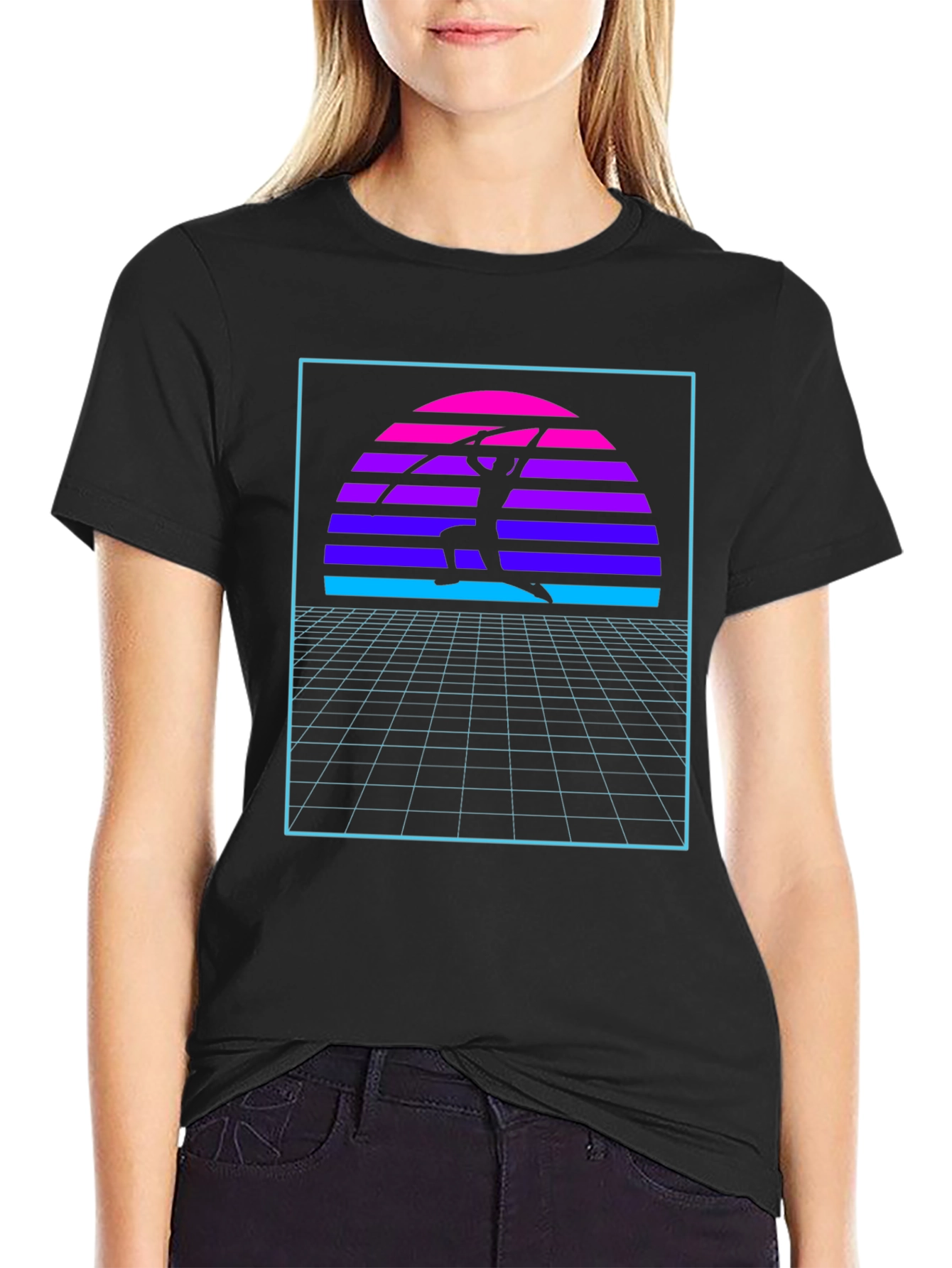 Retro Sunset Martial Arts Black T-Shirt