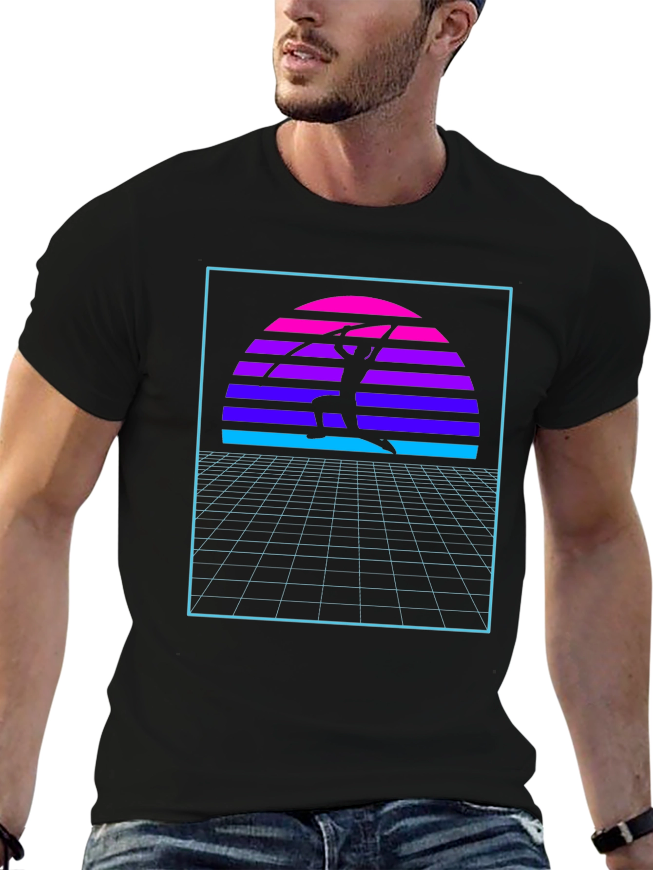 Retro Sunset Martial Arts Black T-Shirt