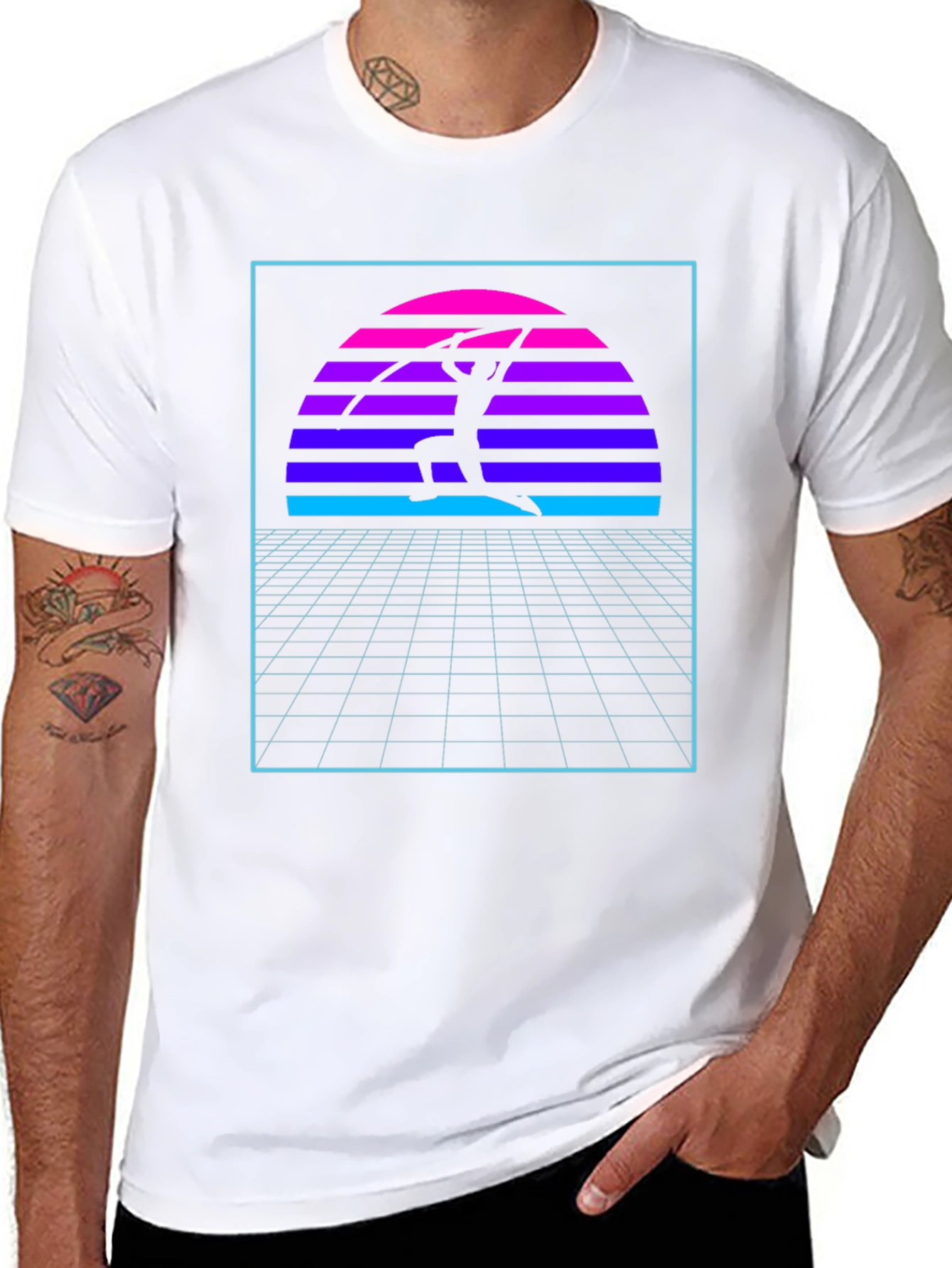 Retro Sunset Martial Arts Black T-Shirt