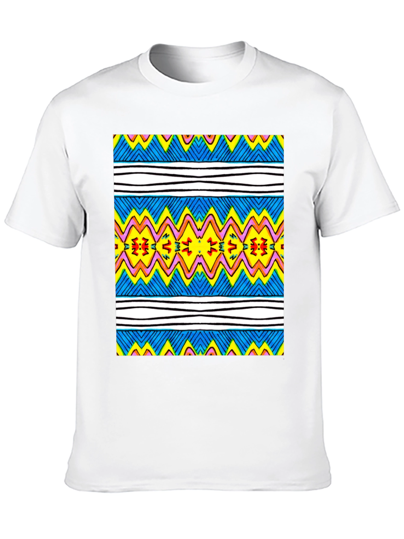 Vibrant Geometric Print Tee - Black Casual T-Shirt
