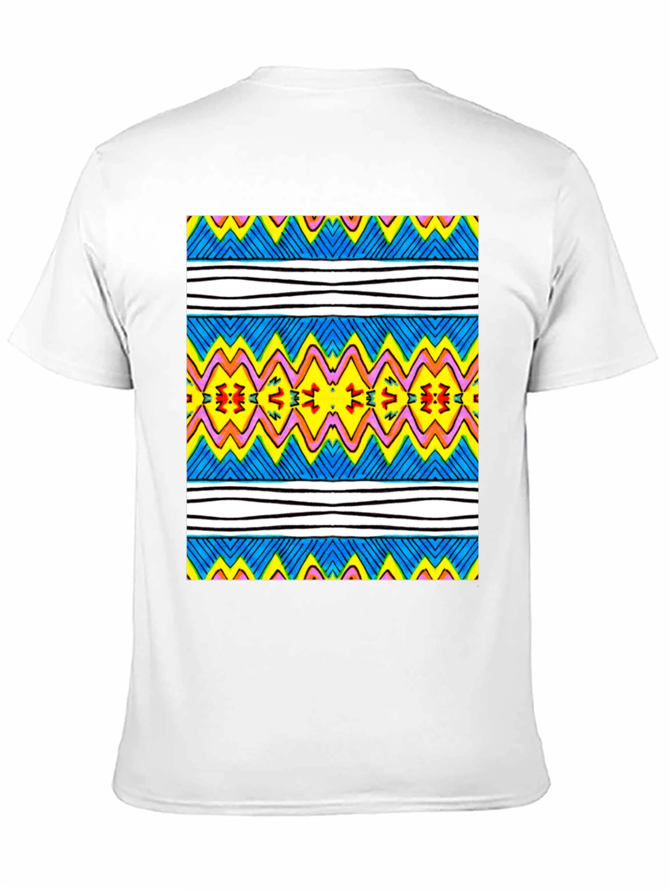Vibrant Geometric Print Tee - Black Casual T-Shirt