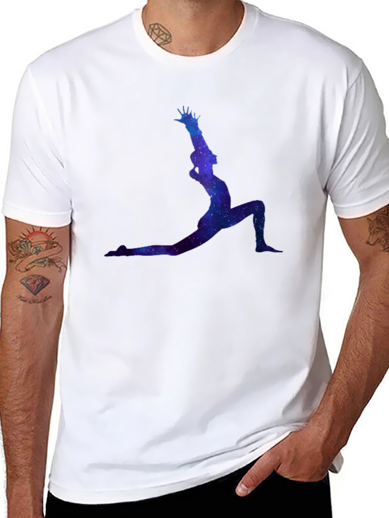 Cosmic Yoga Pose Black T-Shirt