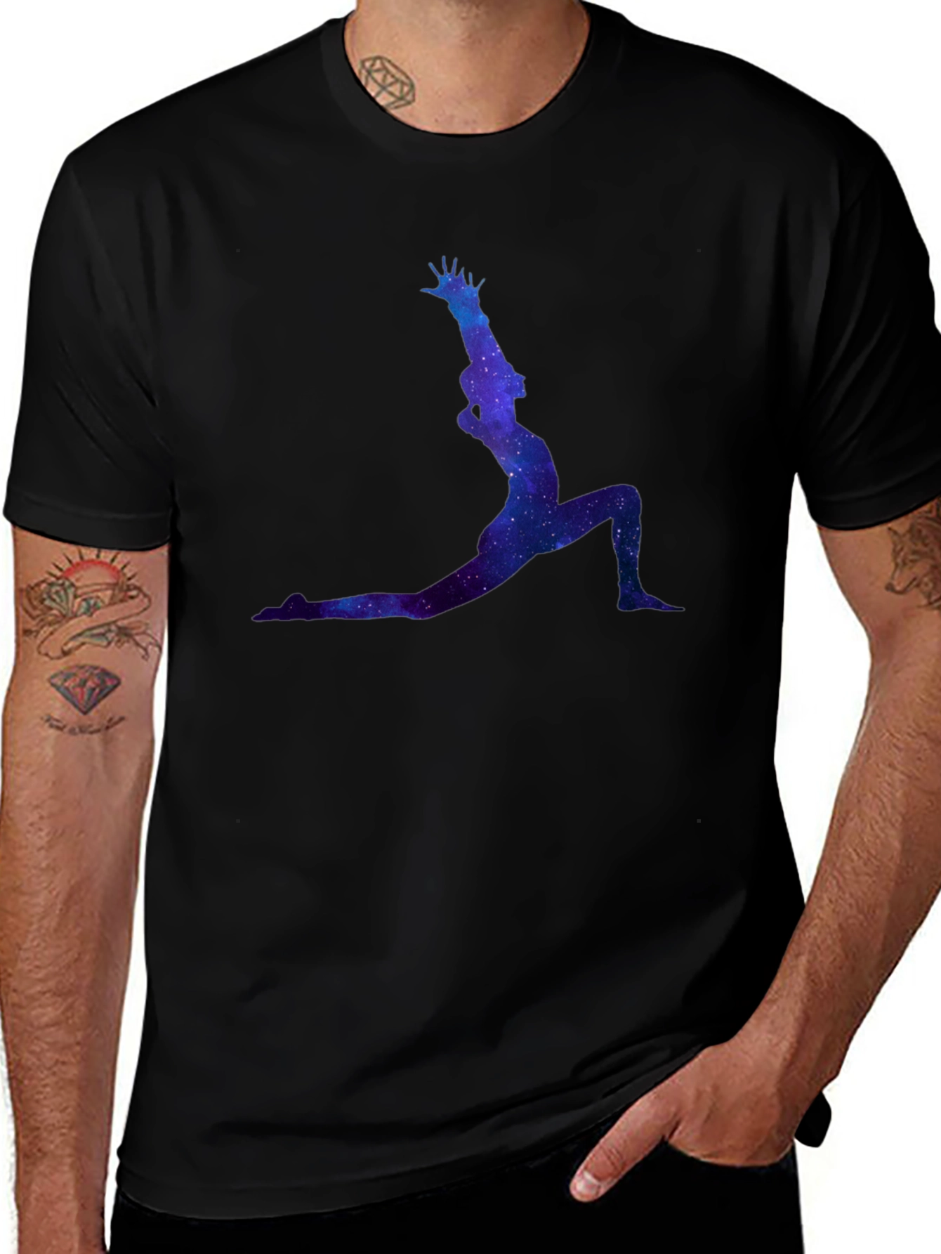 Cosmic Yoga Pose Black T-Shirt