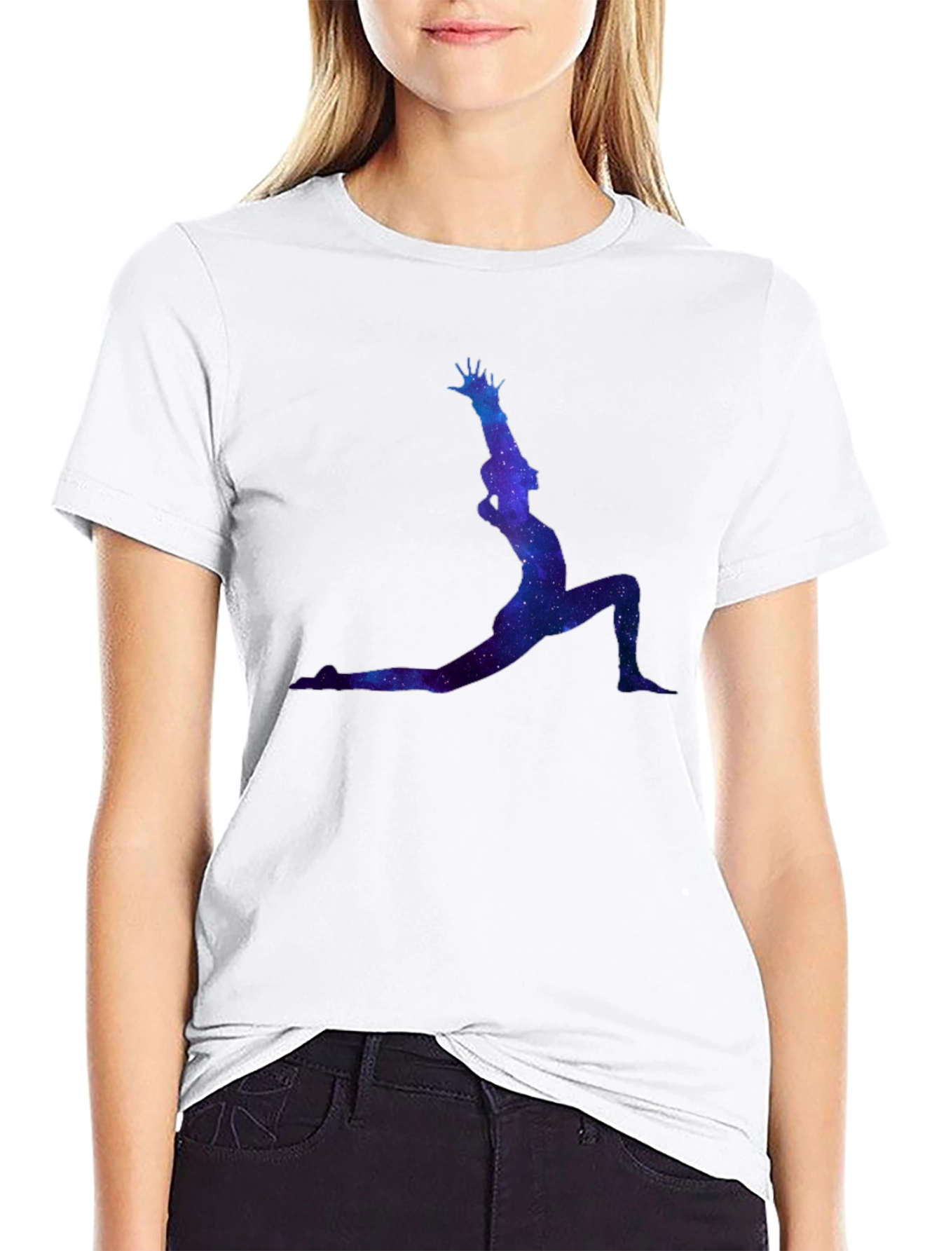 Cosmic Yoga Pose Black T-Shirt