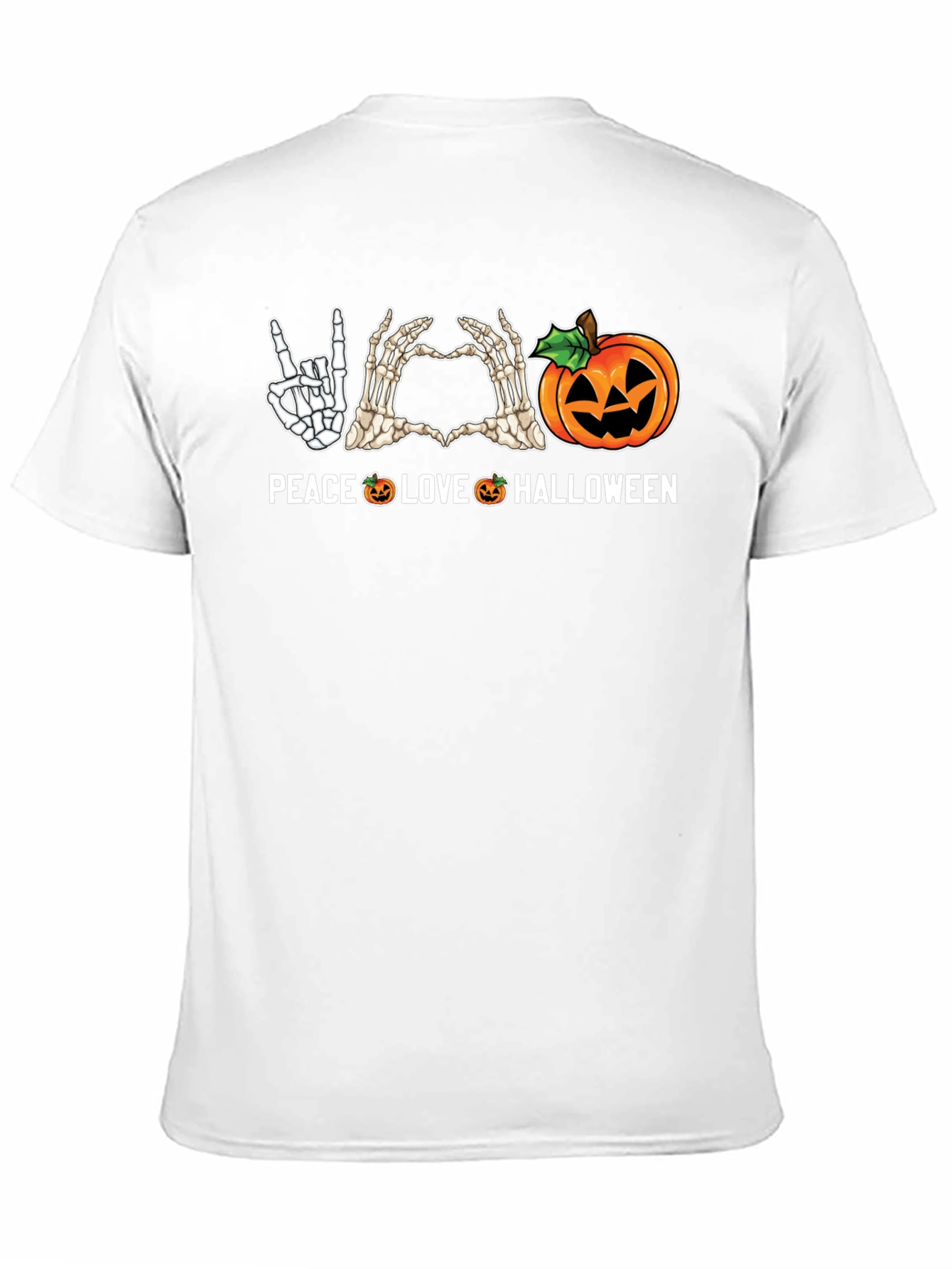 Peace Love Halloween Skeleton Hand Graphic Tee