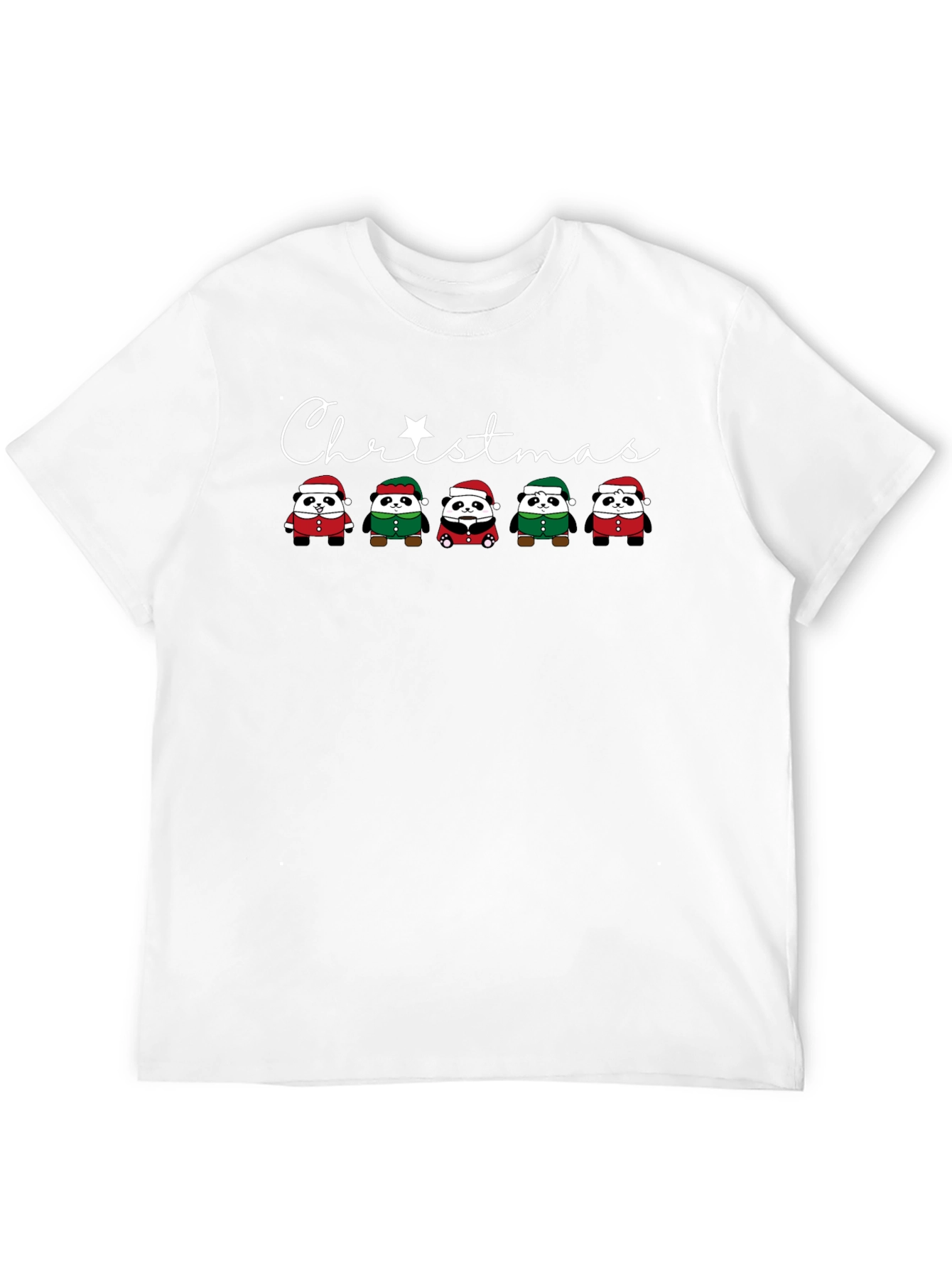 Christmas Panda Graphic Tee - Holiday Shirt
