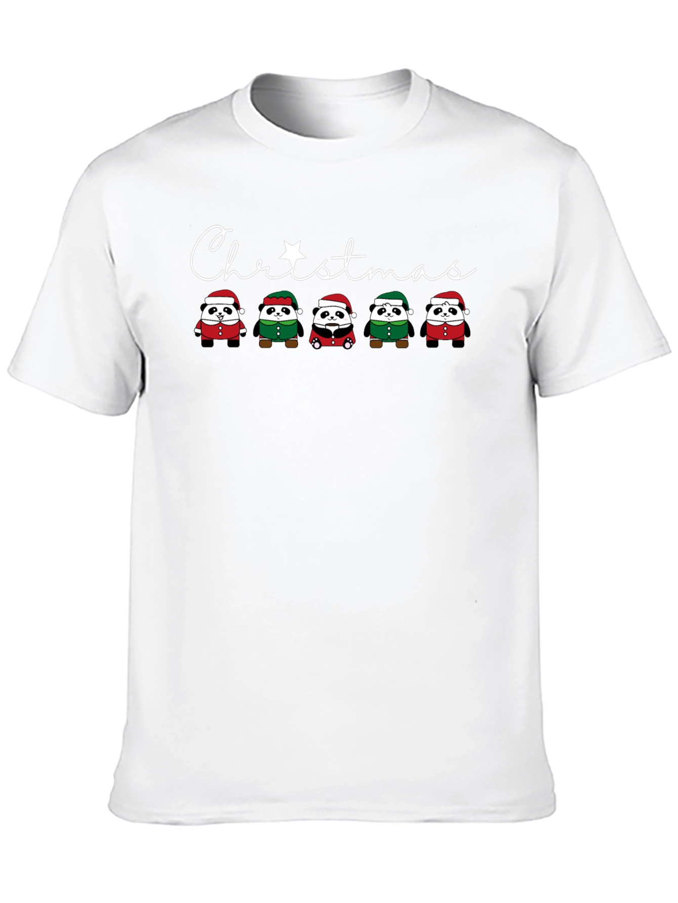 Christmas Panda Graphic Tee - Holiday Shirt