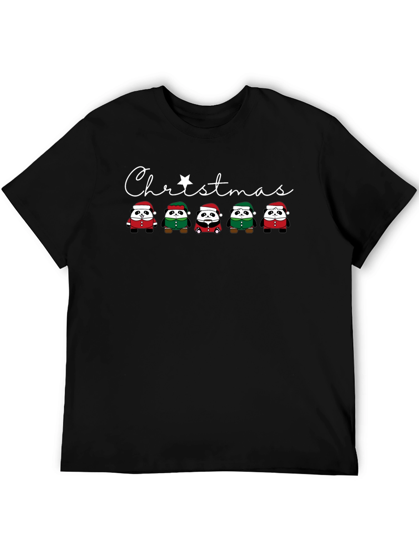 Christmas Panda Graphic Tee - Holiday Shirt