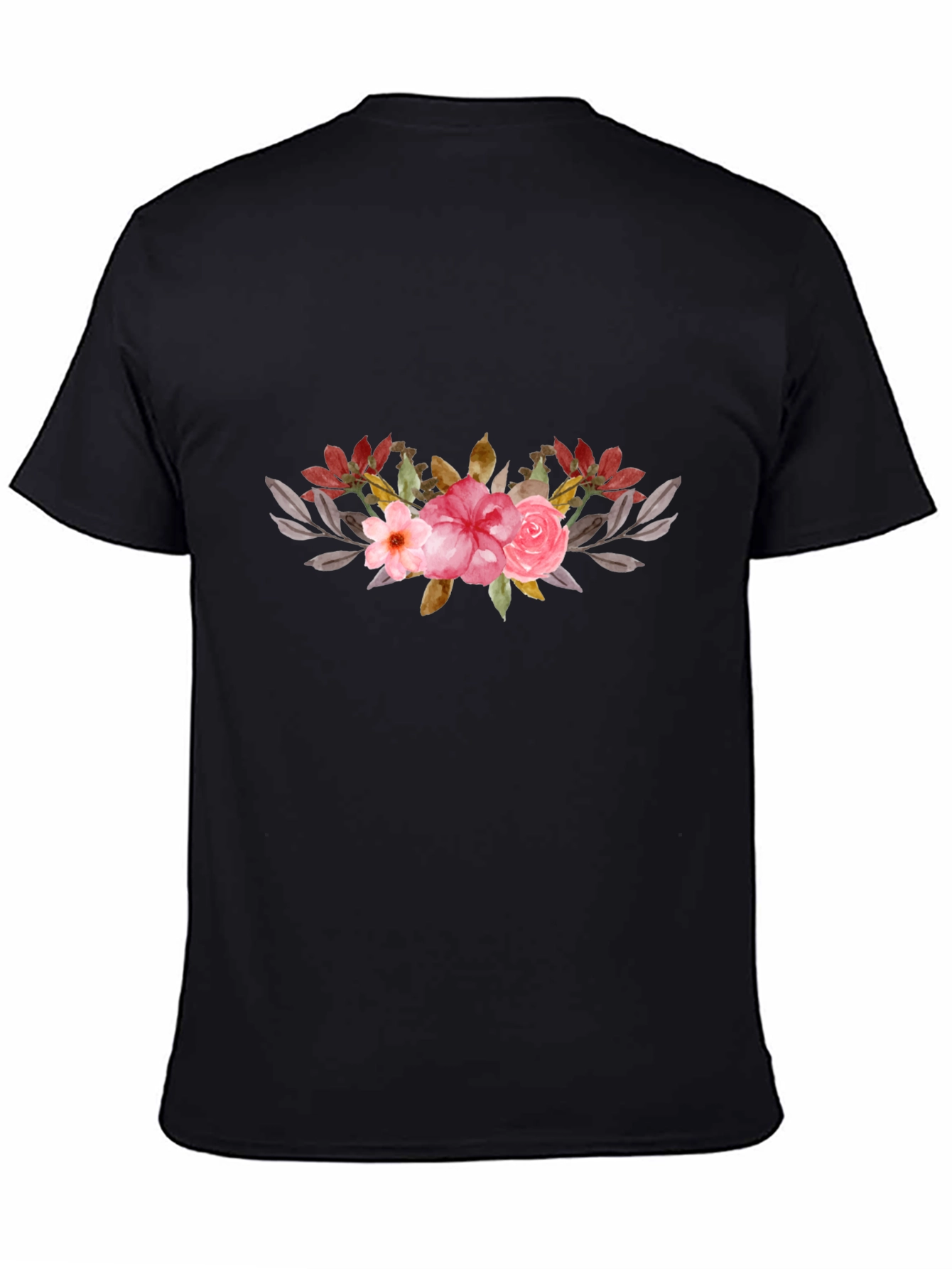 Floral Accent Black Tee