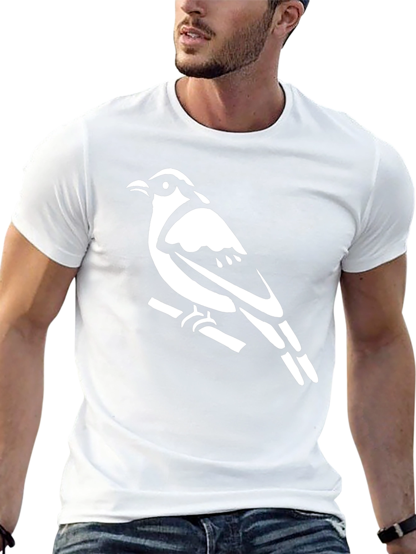 Bird on Branch Graphic Tee - Black Cotton Shirt