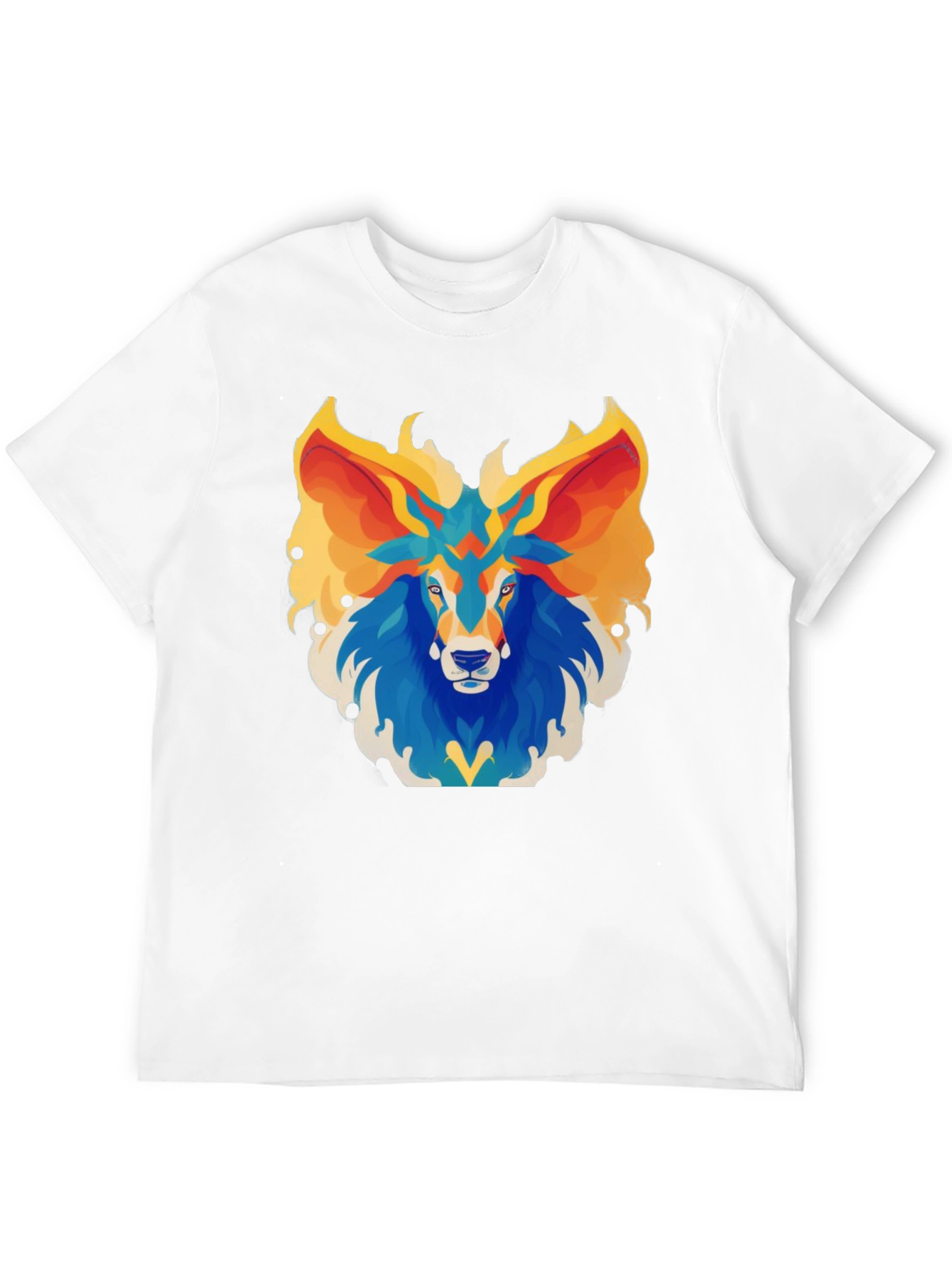Abstract Lion Graphic Tee - Black Cotton Blend