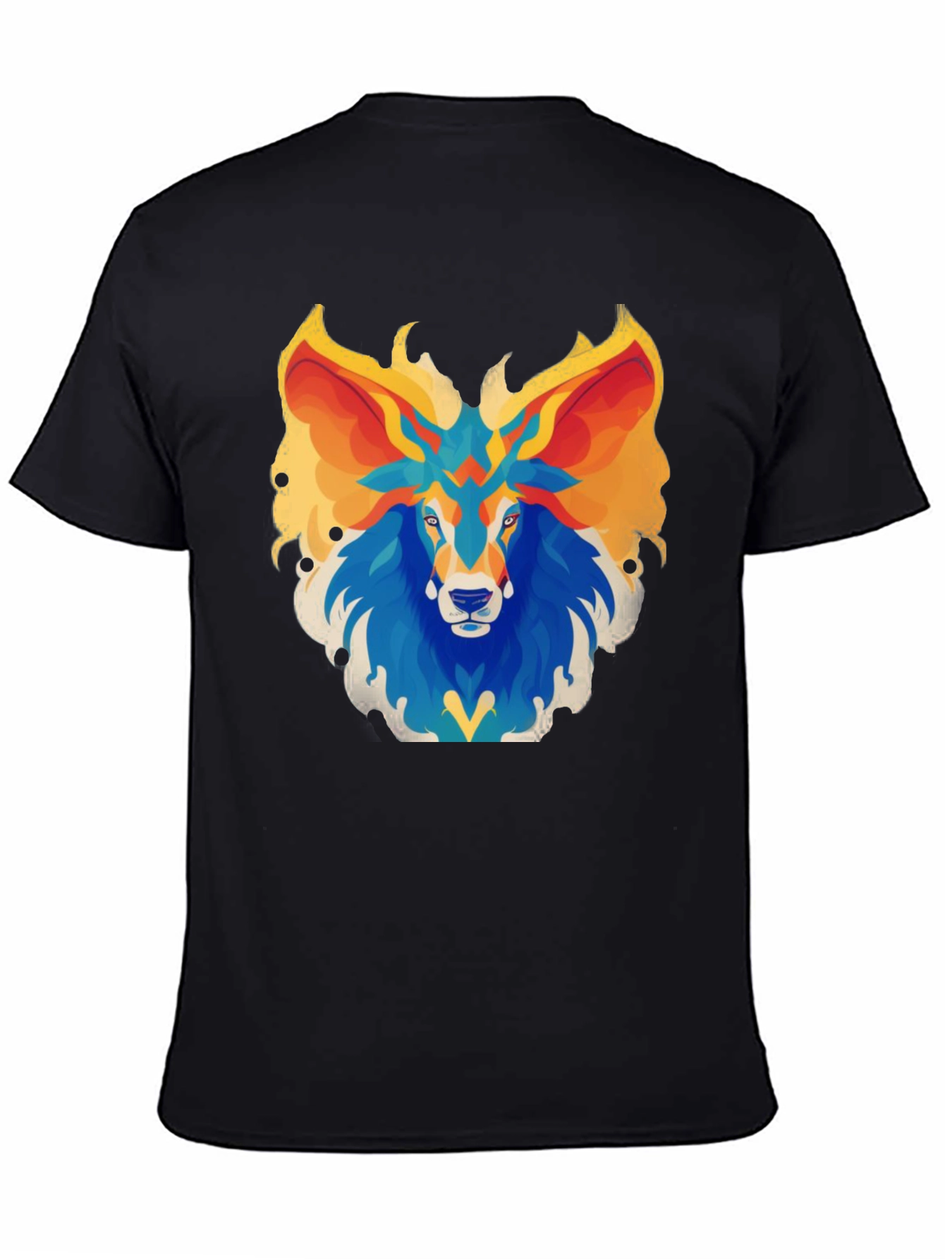 Abstract Lion Graphic Tee - Black Cotton Blend