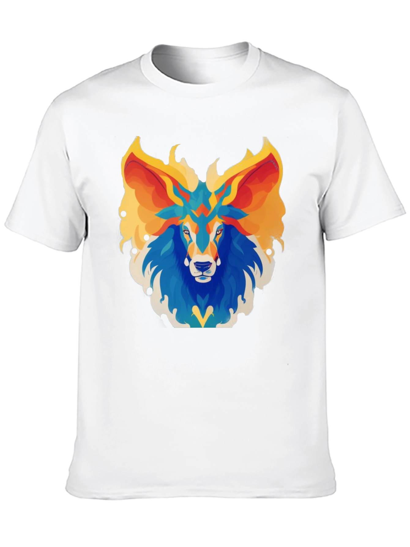 Abstract Lion Graphic Tee - Black Cotton Blend