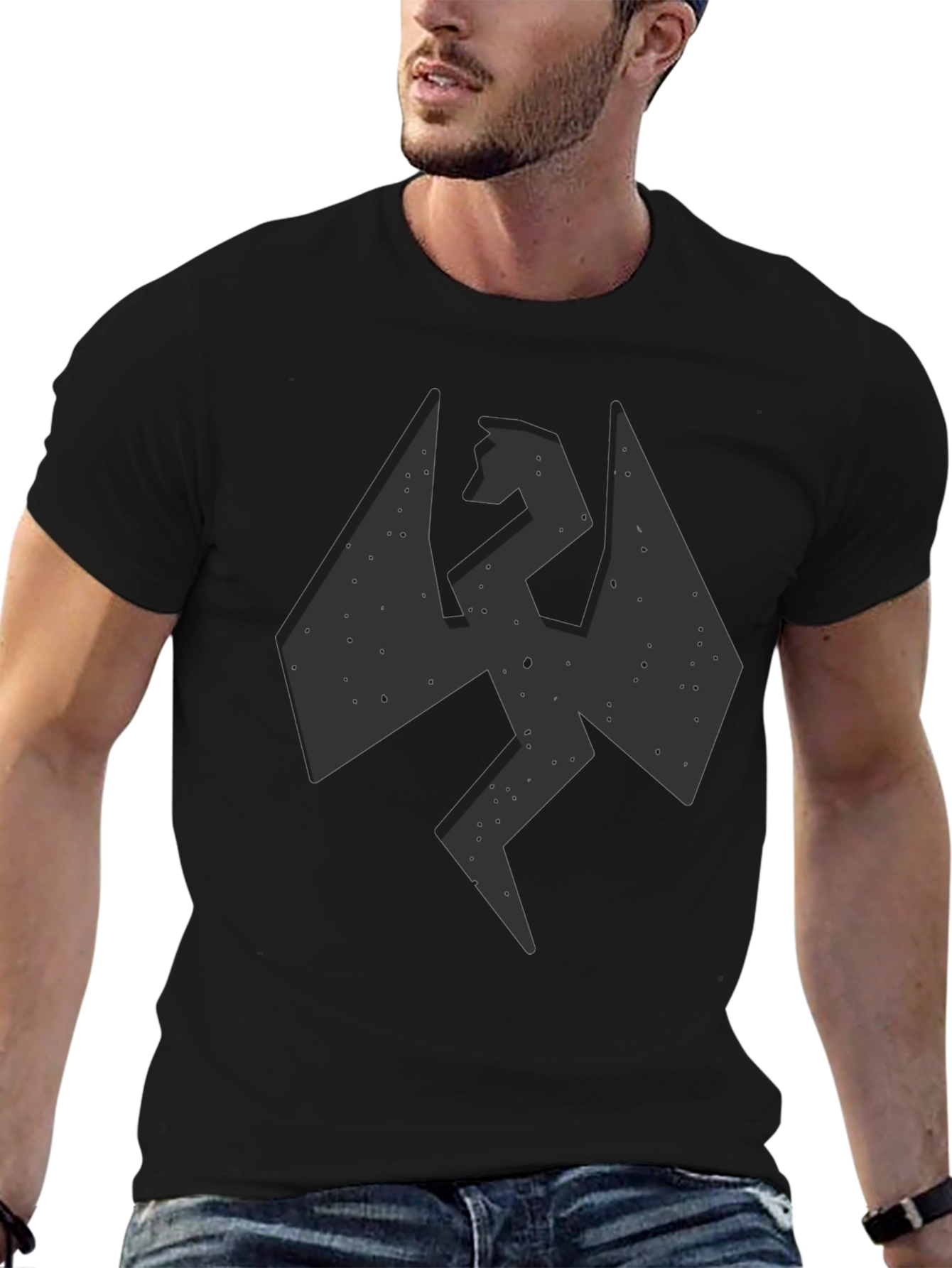 Mens Black Graphic Tee - Dragon Design