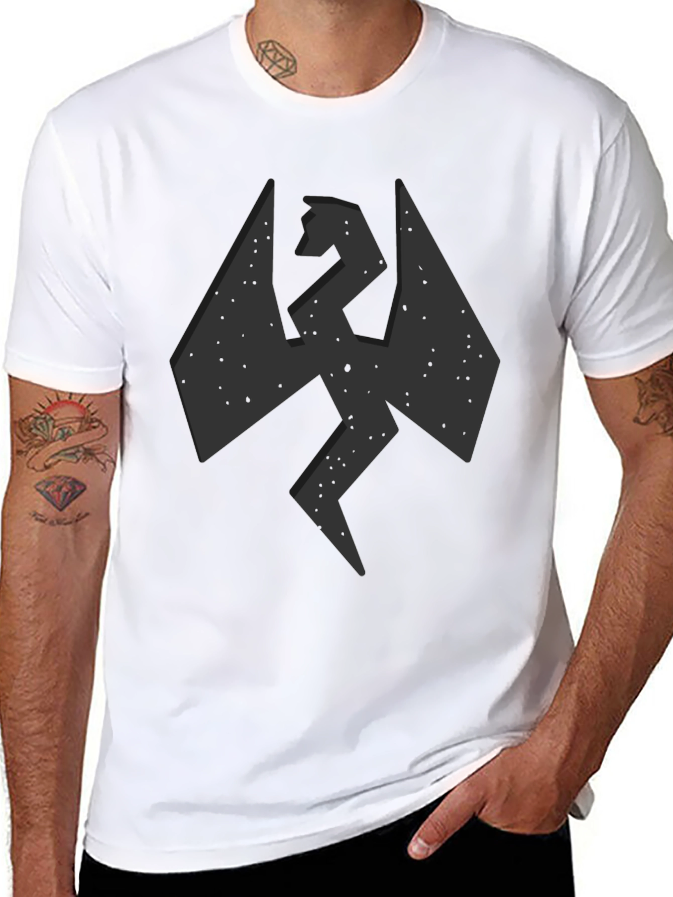 Mens Black Graphic Tee - Dragon Design