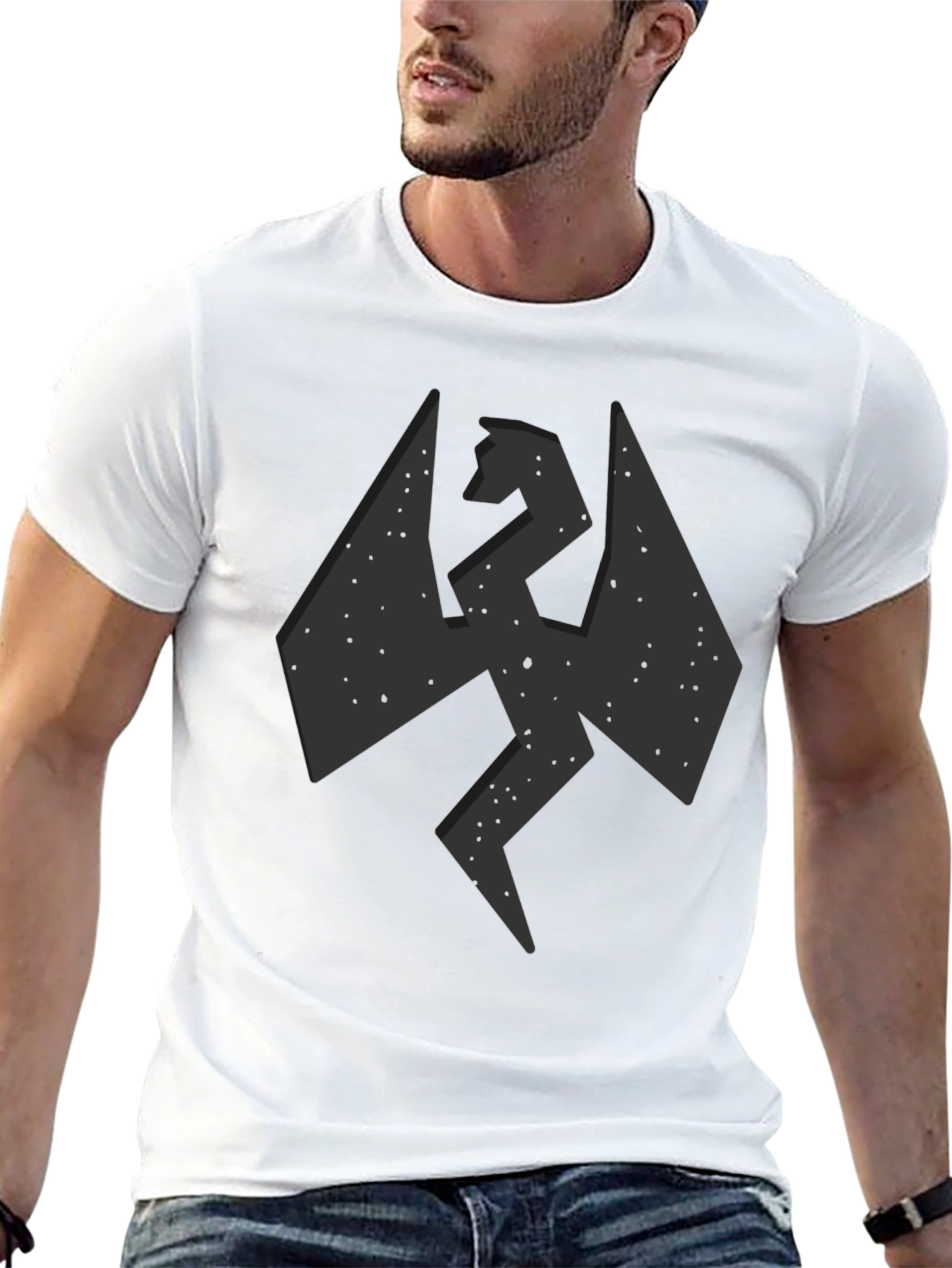 Mens Black Graphic Tee - Dragon Design
