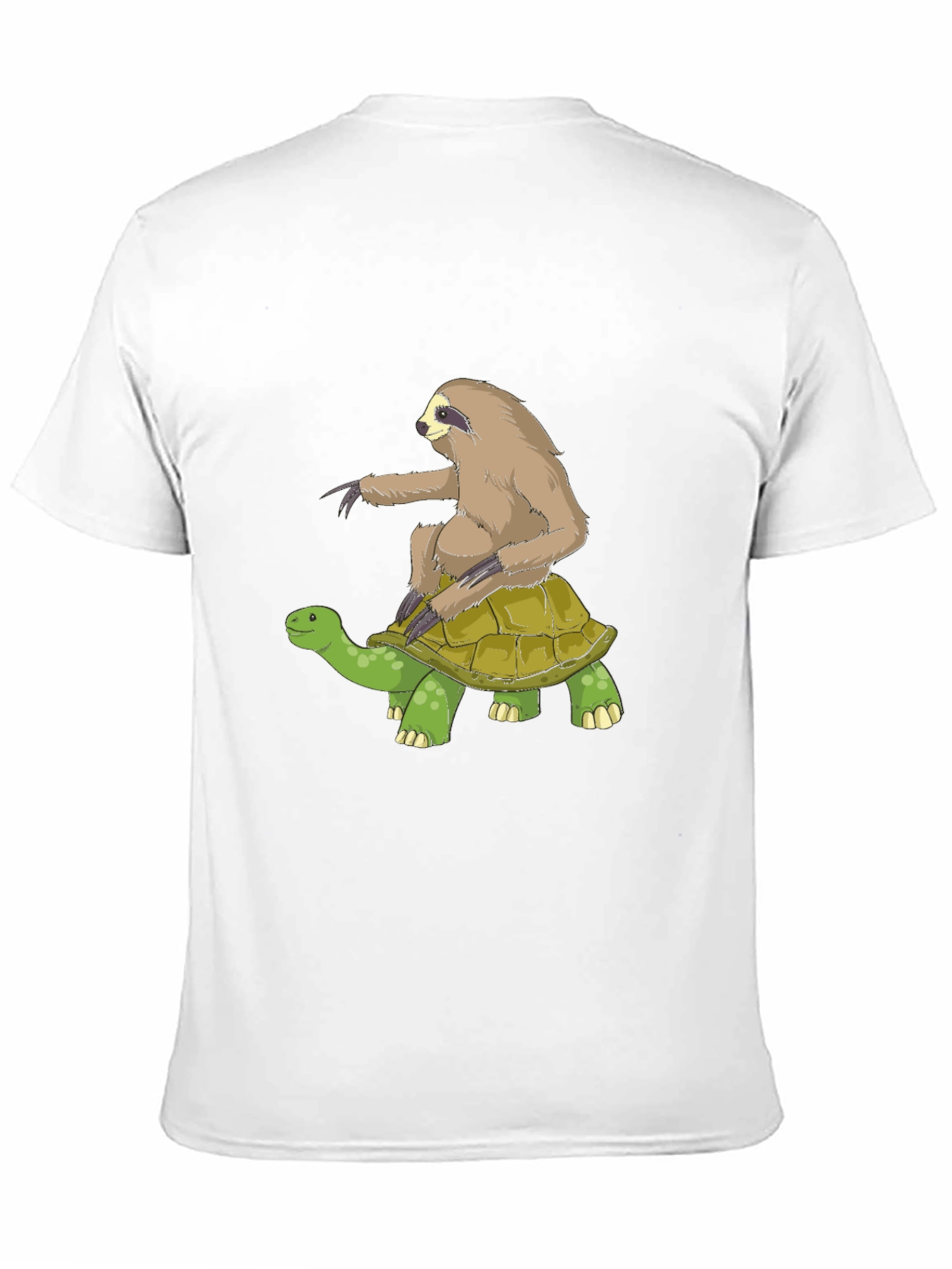 Sloth Riding Turtle Graphic Tee - Black Cotton T-Shirt