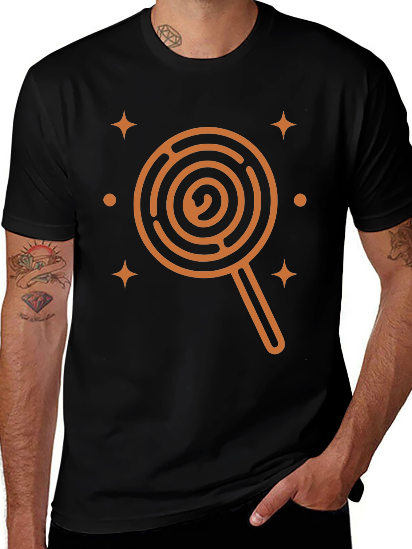 Lollipop Maze Graphic Tee - Unique Mens Black T-Shirt