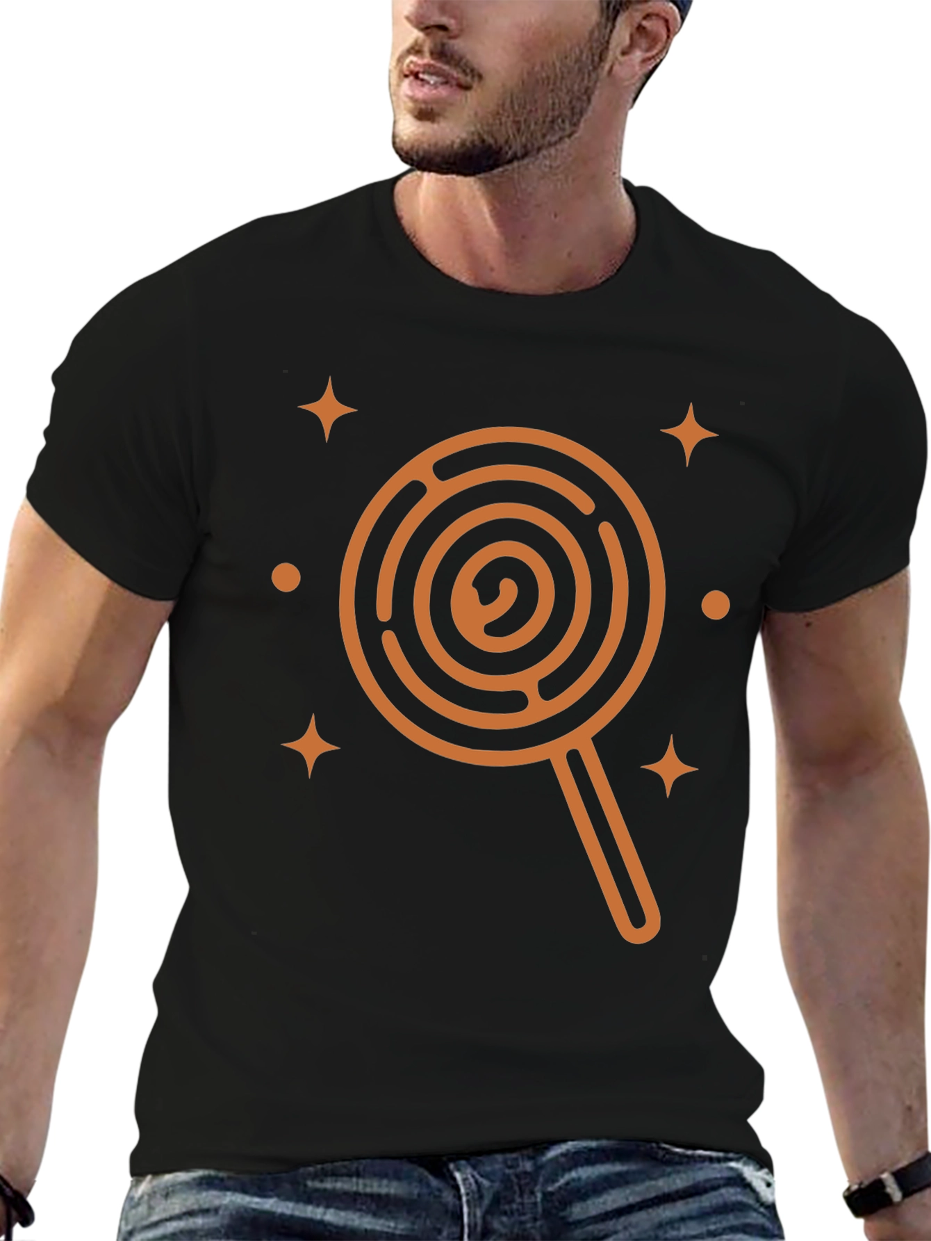 Lollipop Maze Graphic Tee - Unique Mens Black T-Shirt