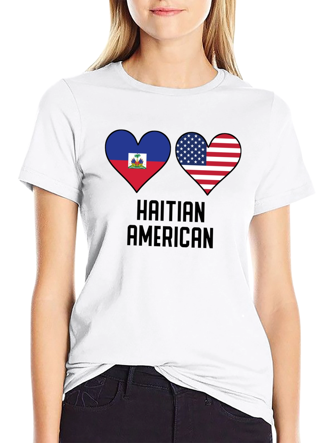 Haitian American Flag Heart T-Shirt