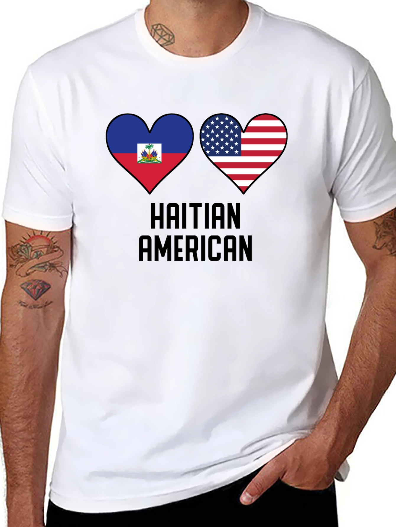Haitian American Flag Heart T-Shirt