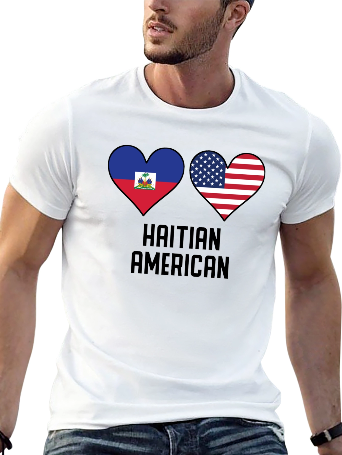 Haitian American Flag Heart T-Shirt