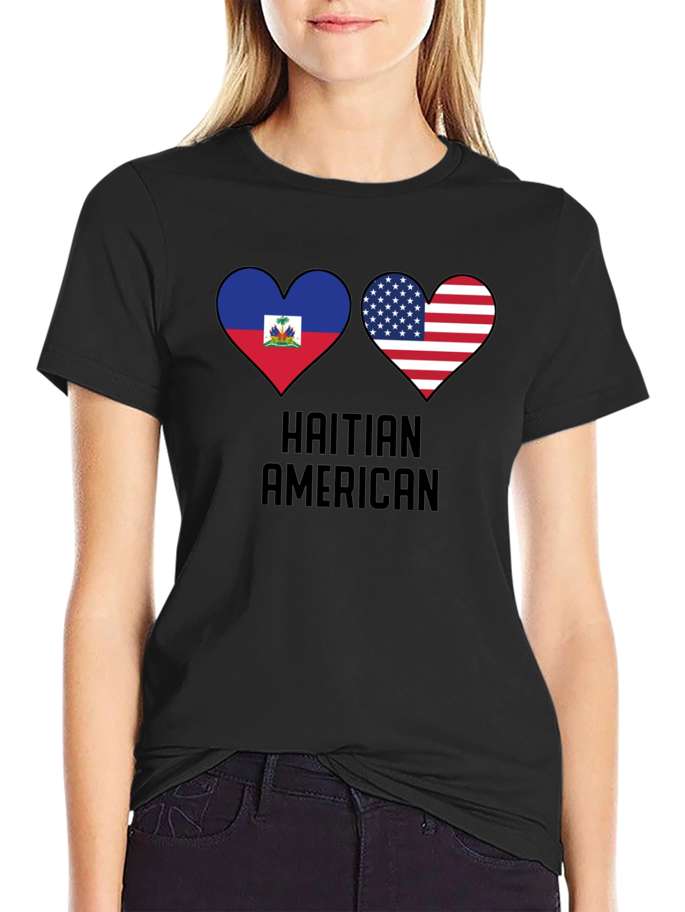 Haitian American Flag Heart T-Shirt