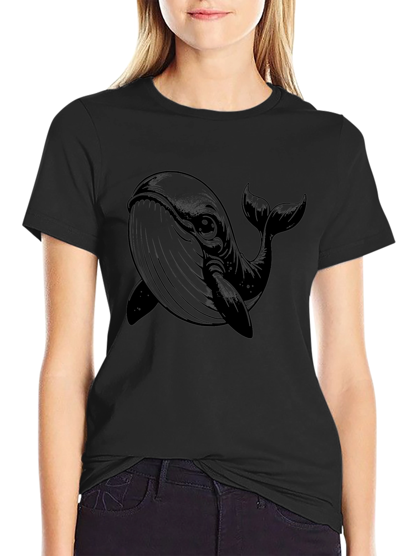 Whale Graphic Black T-Shirt - Unique Design